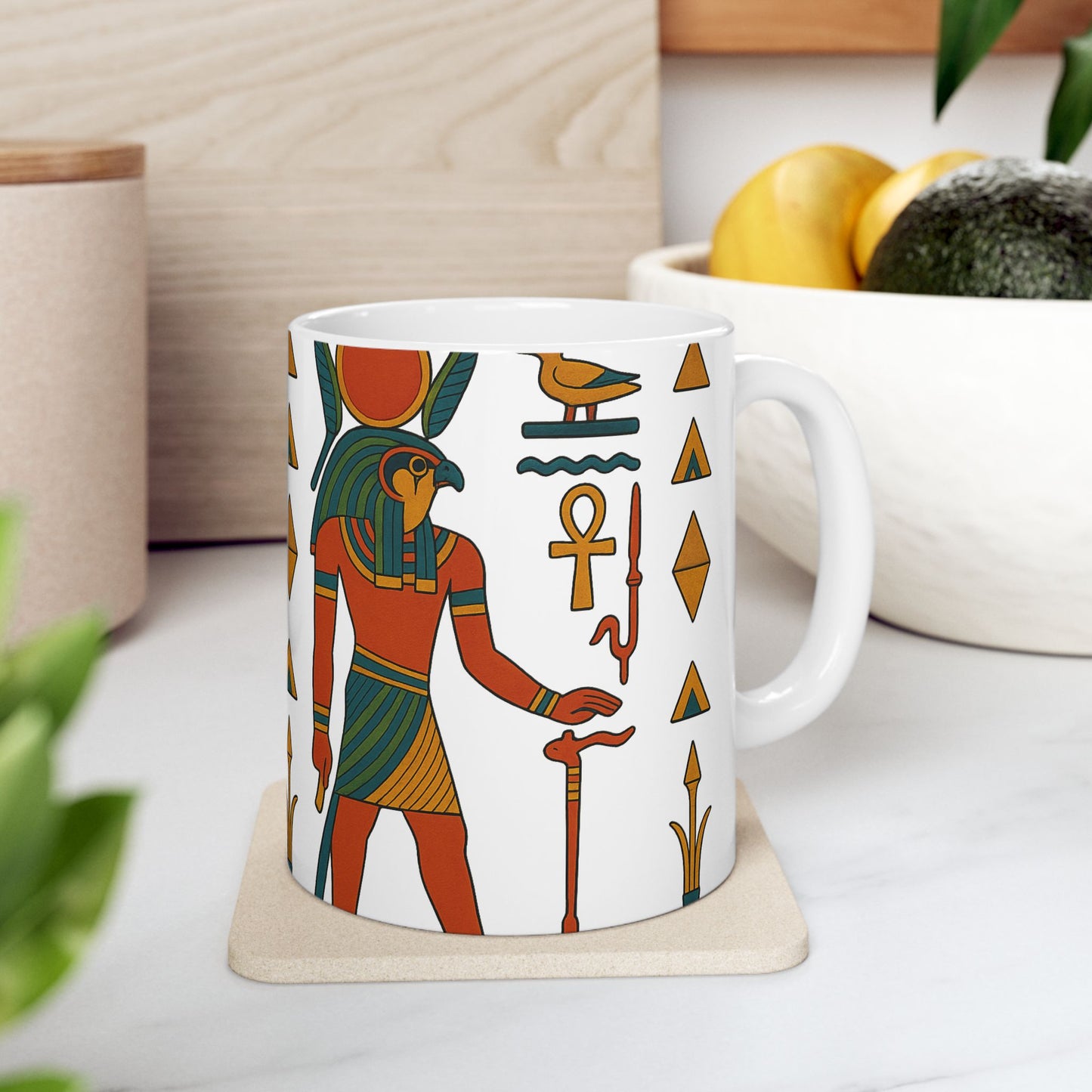 Egyptian Art Ceramic Mug - 11oz & 15oz | Unique Gift, Home Decor, Coffee Cup, Egyptian Theme, Ancient Egypt