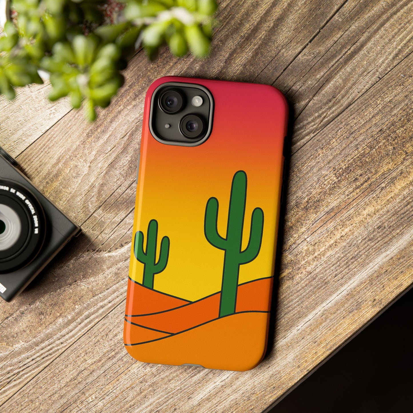 Desert Vibes Phone Case, Tough Cases, Cactus Design, Colorful Phone Cover, Summer Aesthetic, Unique Gift Idea