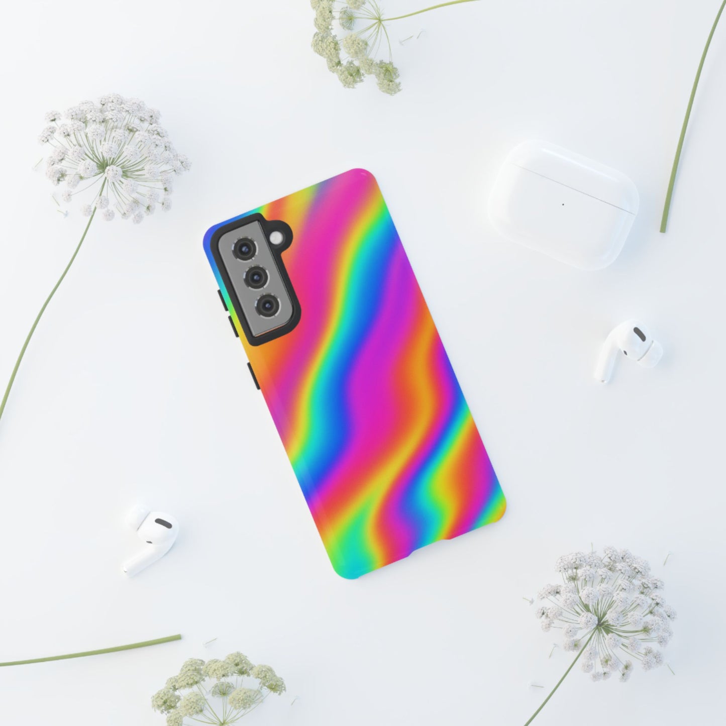 Rainbow Wavy Phone Case - Colorful Tough Cases for Stylish Protection, LGBTQ+ Pride Gift, Trendy Phone Accessory, Birthday, Holiday Present