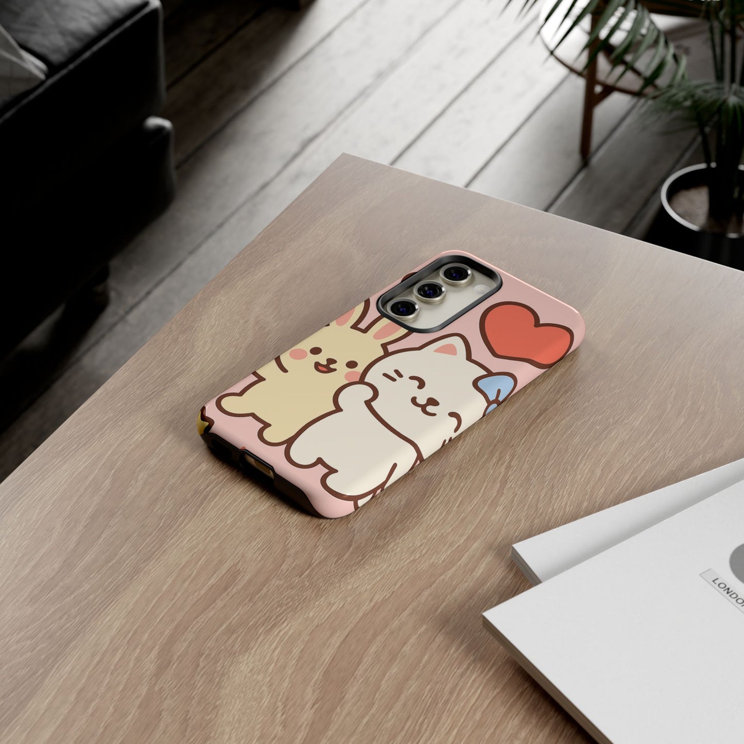 Cute Animal Phone Case -Tough Cases with Bunny and Cat Design, Kawaii Gift for Kids, Birthday, Everyday Use, Phone Accessories, teenage girl