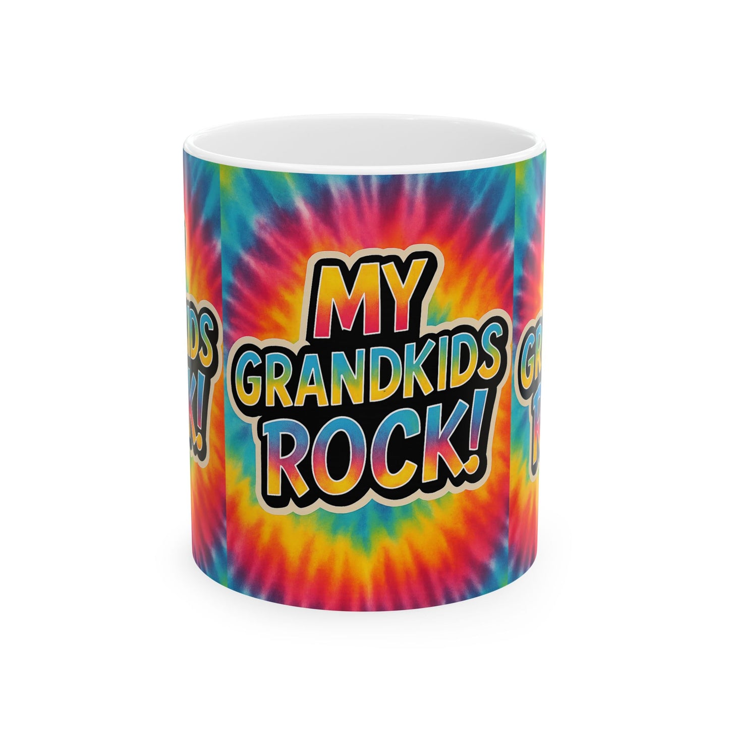 Colorful Grandkids Rock Ceramic Mug - Perfect Gift for Grandparents, Family Gatherings, Birthdays, Mother's Day, Fun Vibes