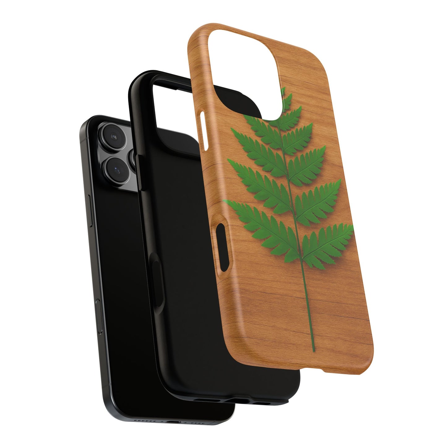 Wooden Fern Phone Case - Eco-Friendly Tough Cases for Nature Lovers, Unique Gift, Customizable Design, Nature-Themed Accessories