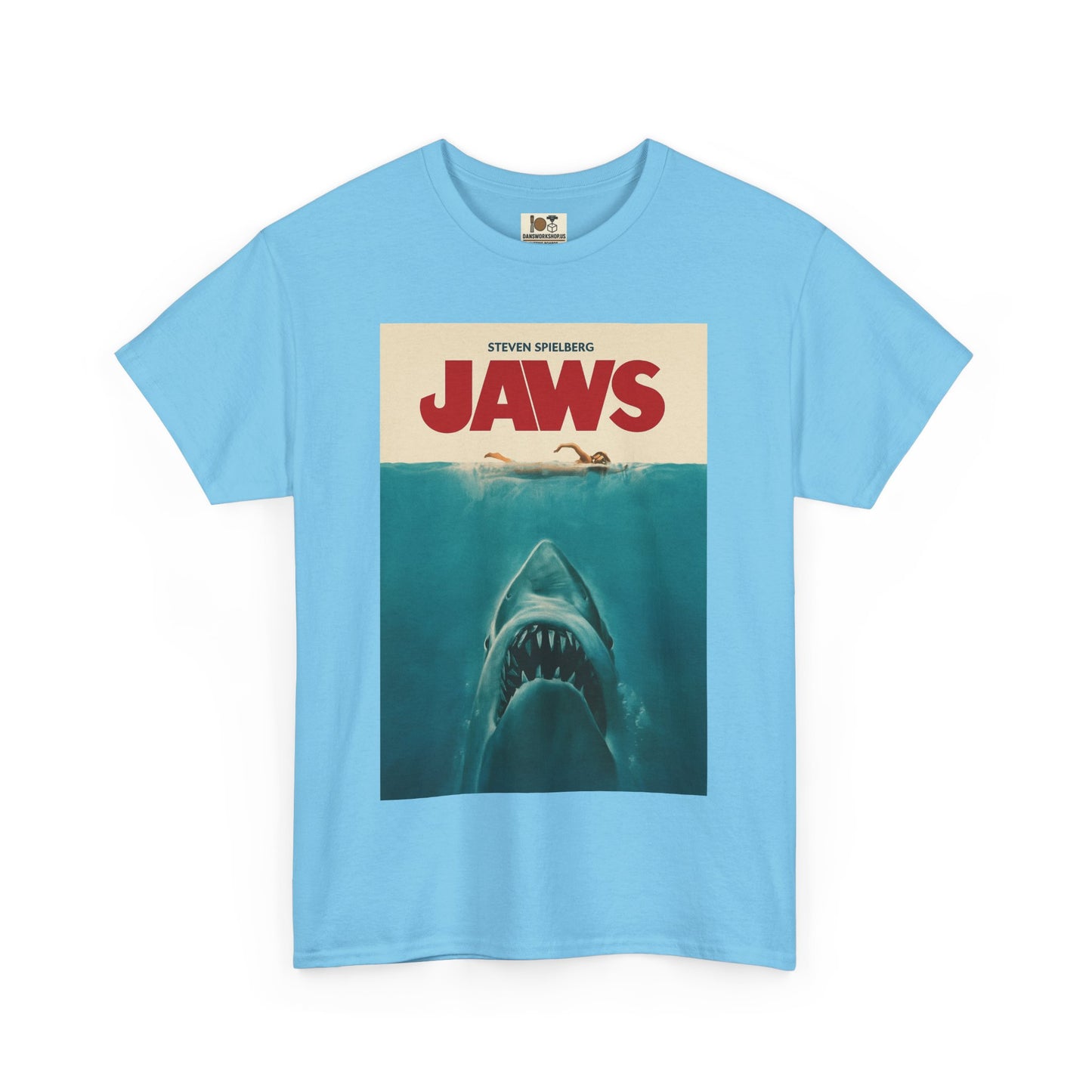 Jaws Unisex Heavy Cotton Tee, Vintage Movie Shirt, Shark Lover Gift, Ocean Theme Clothing, Summer Casual Wear