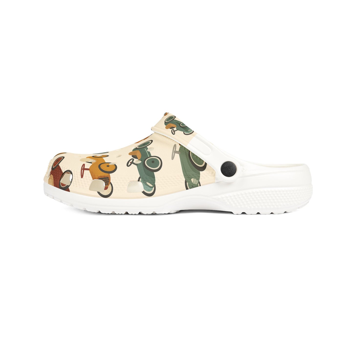 Playful Car Print EVA Foam Rubber Shoes for Kids, Fun Garden Clogs, Summer Footwear, Birthday Gift, Unique Play Shoes