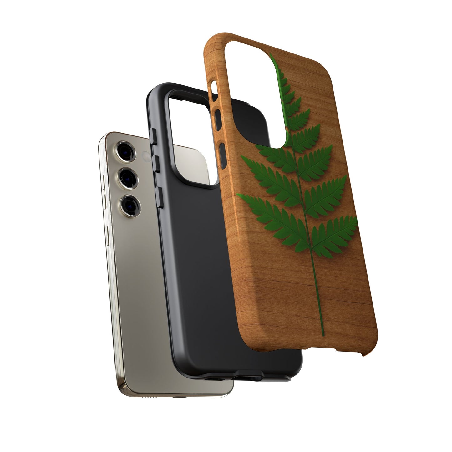 Wooden Fern Phone Case - Eco-Friendly Tough Cases for Nature Lovers, Unique Gift, Customizable Design, Nature-Themed Accessories