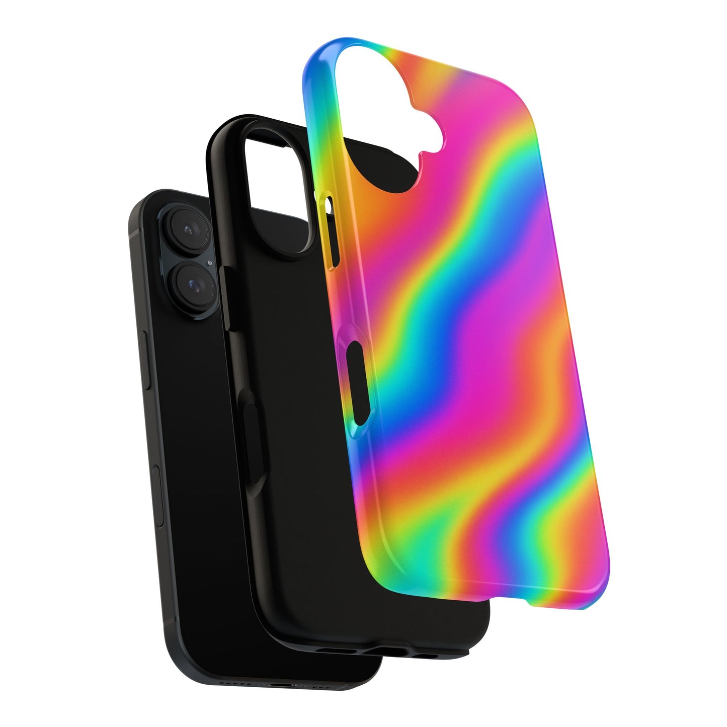 Rainbow Wavy Phone Case - Colorful Tough Cases for Stylish Protection, LGBTQ+ Pride Gift, Trendy Phone Accessory, Birthday, Holiday Present