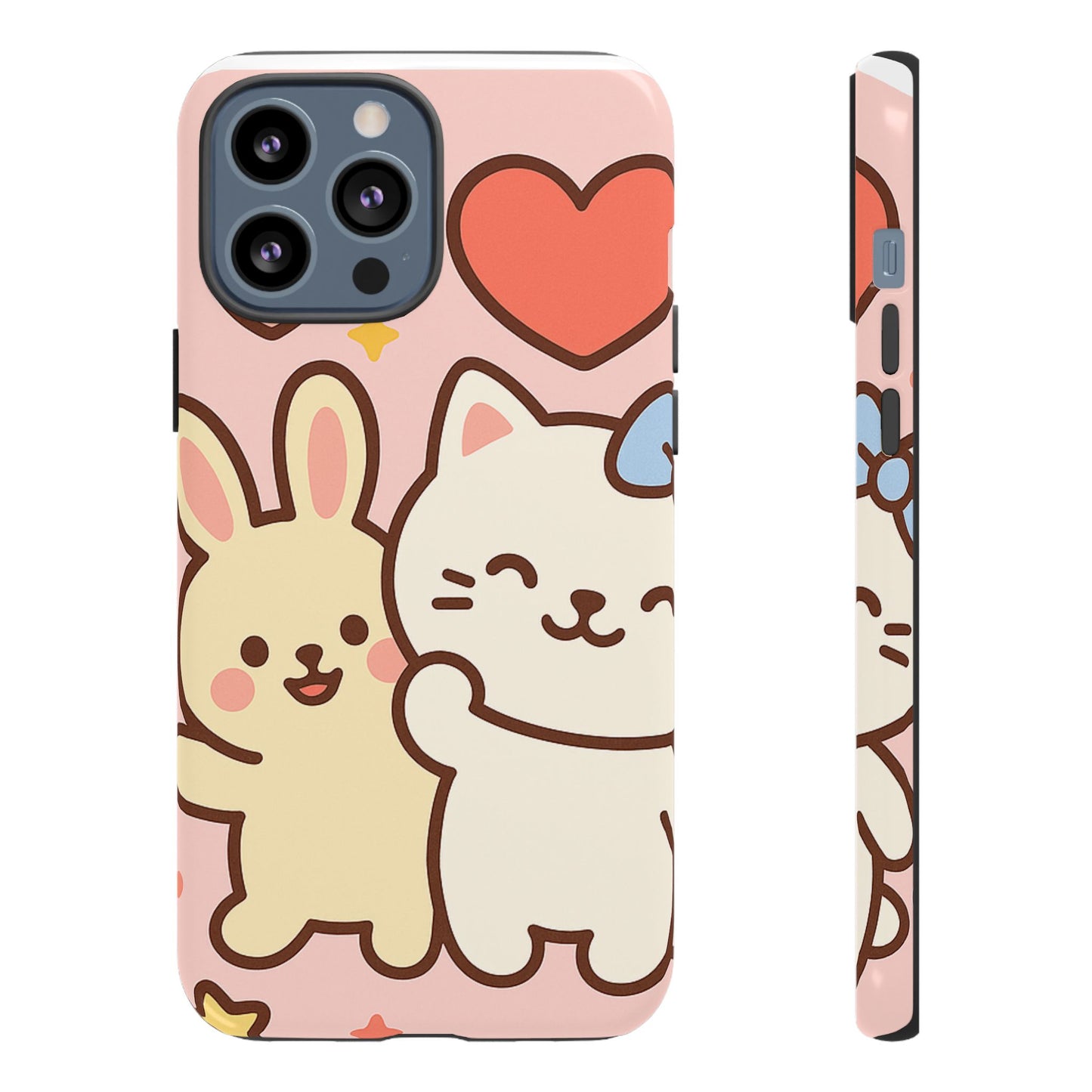 Cute Animal Phone Case -Tough Cases with Bunny and Cat Design, Kawaii Gift for Kids, Birthday, Everyday Use, Phone Accessories, teenage girl