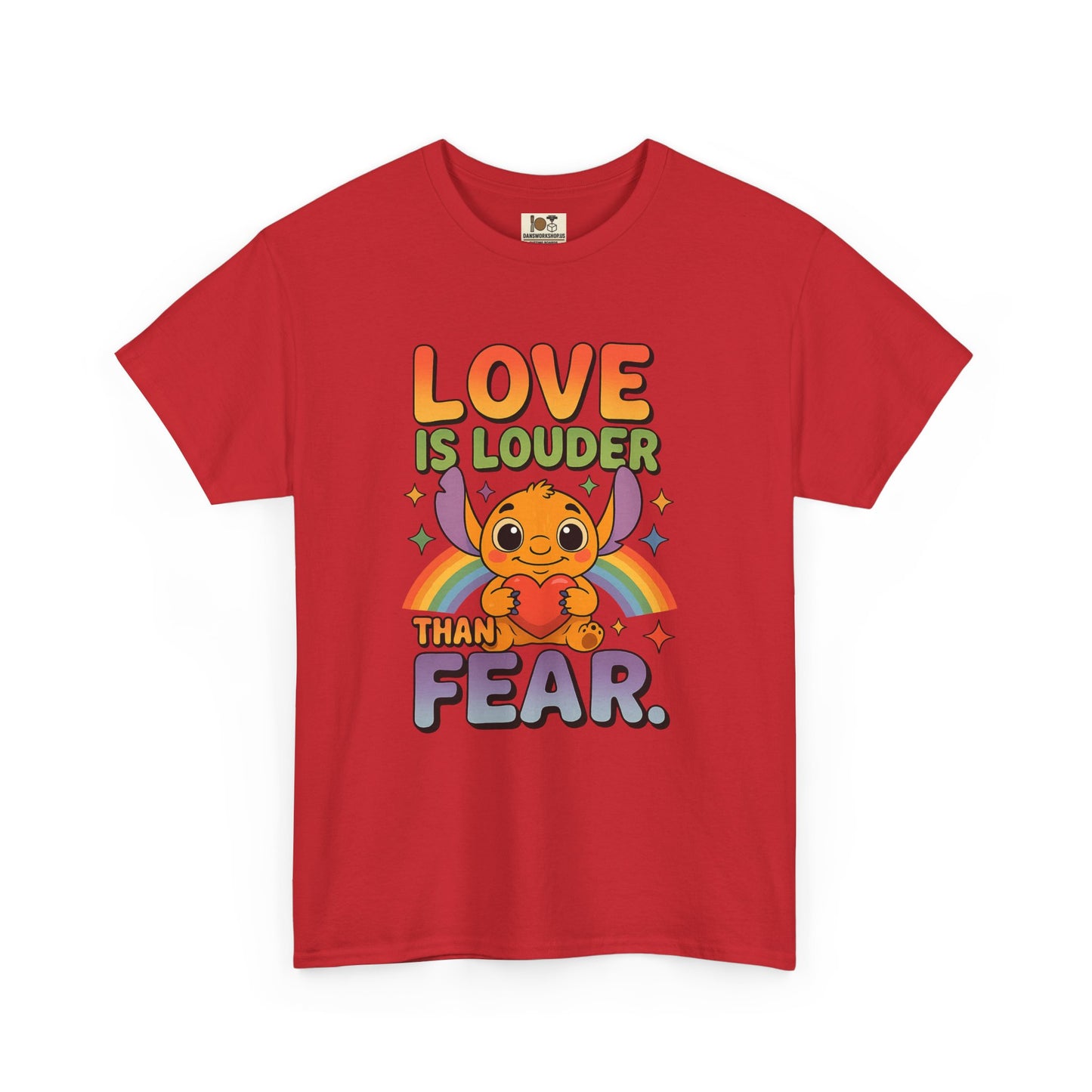 Love is Louder Unisex Heavy Cotton Tee, Positive Vibes Shirt, Pride Apparel, Gift for Friends, Fearless Fashion, Rainbow Graphic Tee