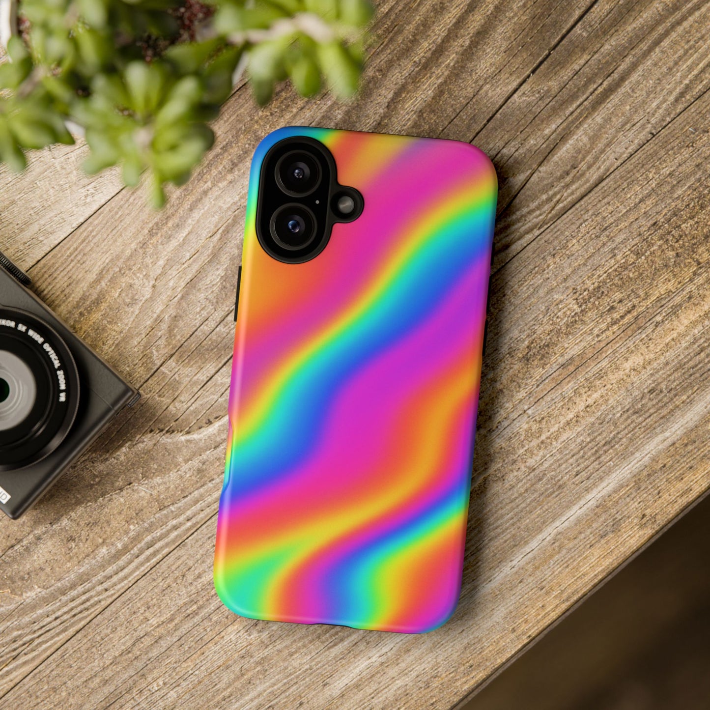 Rainbow Wavy Phone Case - Colorful Tough Cases for Stylish Protection, LGBTQ+ Pride Gift, Trendy Phone Accessory, Birthday, Holiday Present