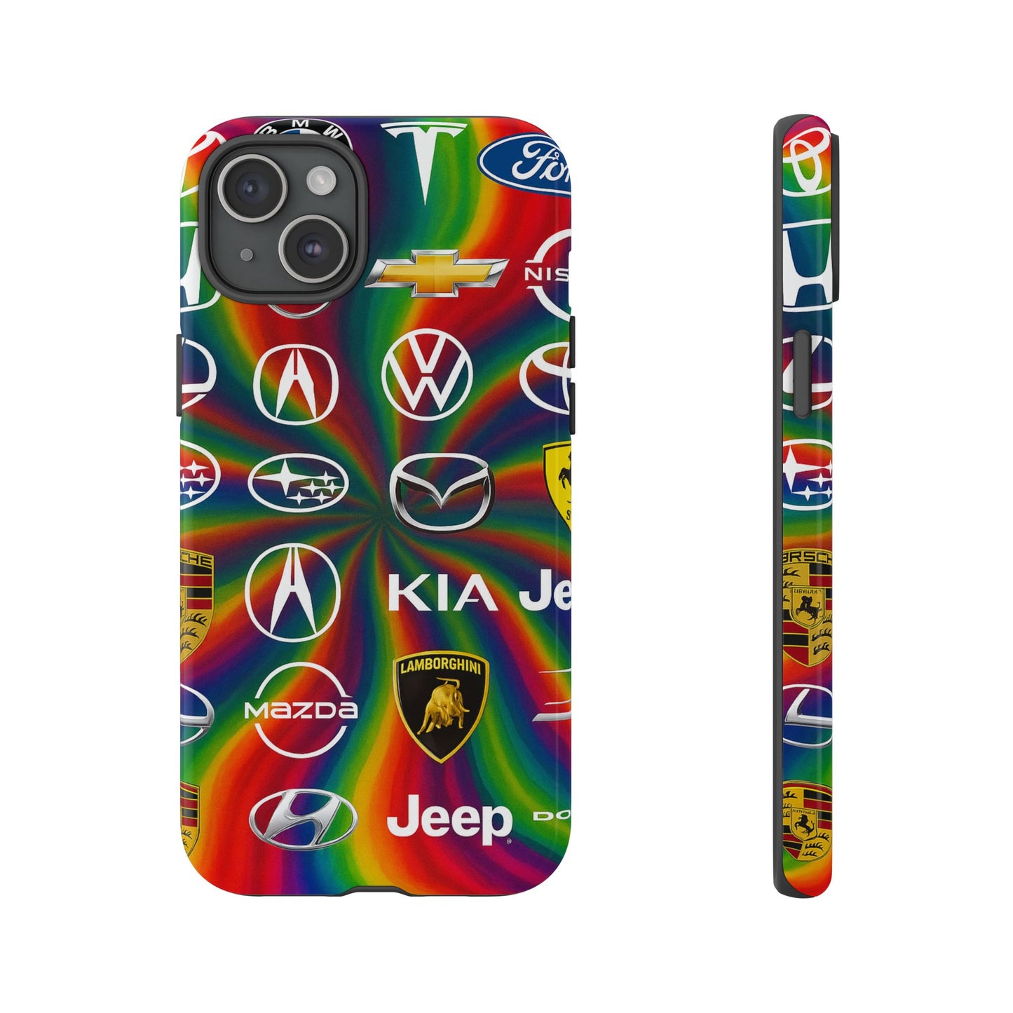Colorful Car Logos Phone Case - Vibrant Tough Cases for Auto Enthusiasts, Unique Gift for Birthdays, Car Events, and Holidays