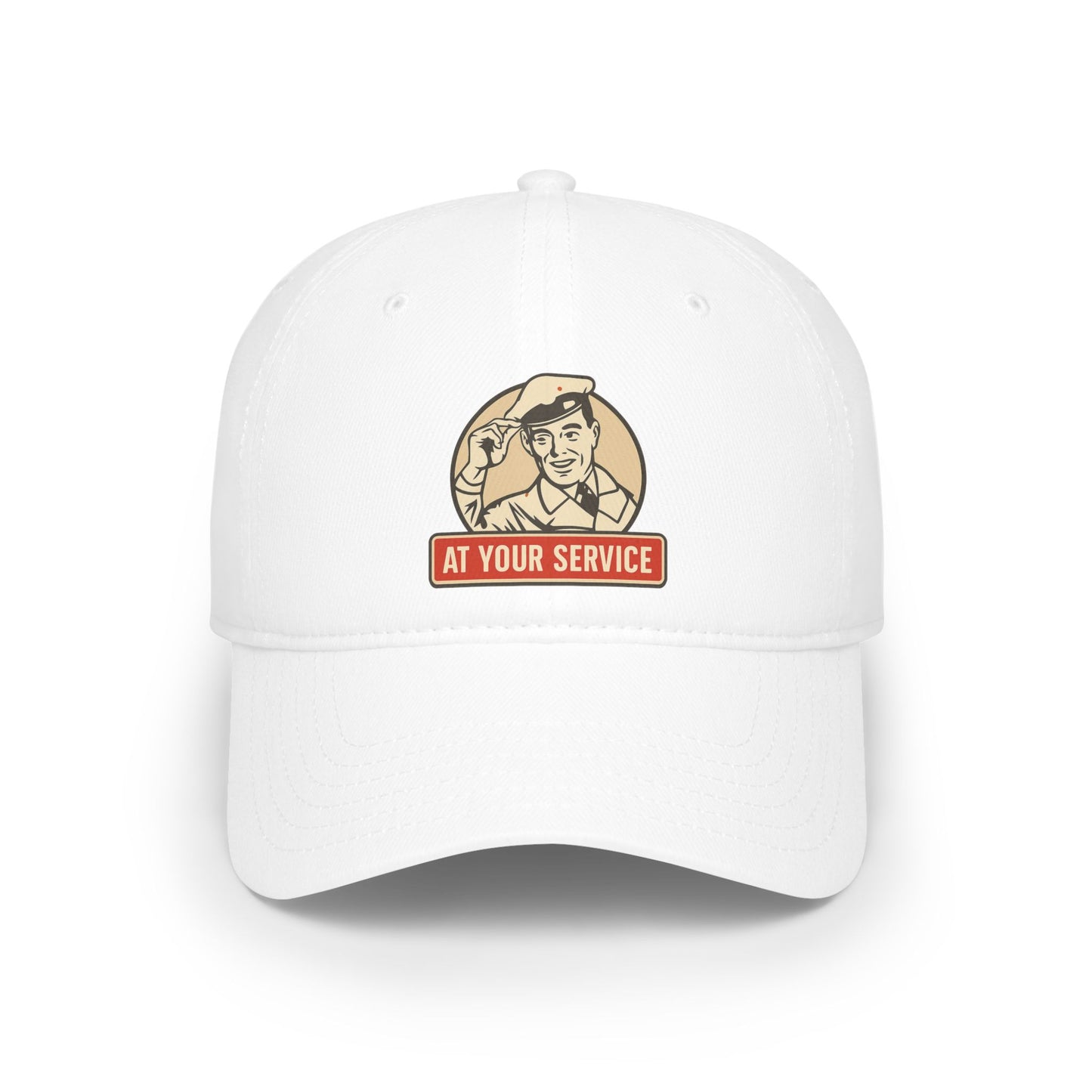 Vintage-Style Low Profile Baseball Cap | Inspiring 'At Your Service' Design, Casual Hat, Gift for Him, Outdoors, Everyday Wear