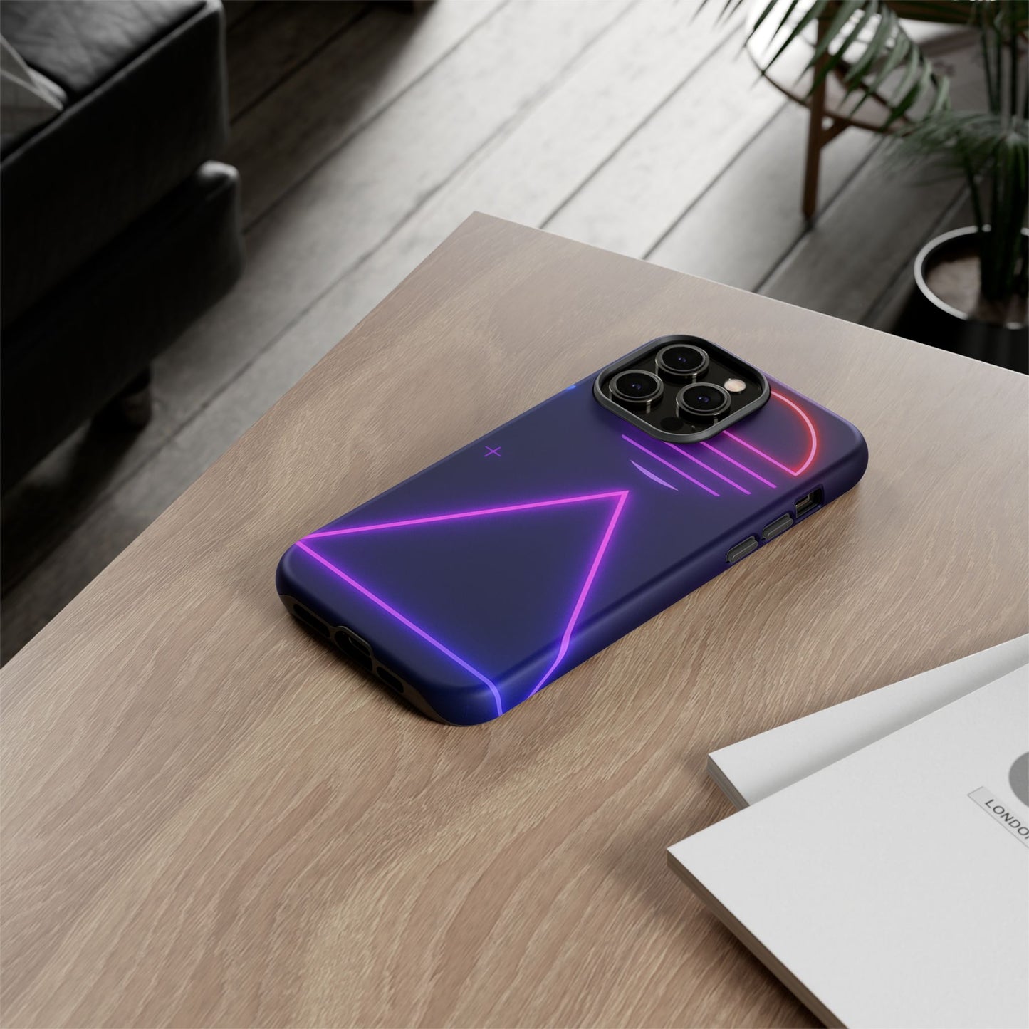 Retro Neon Phone Case, Tough Cases for iPhone, 80s Aesthetic Phone Cover, Abstract Neon Design, Gift for Tech Lovers