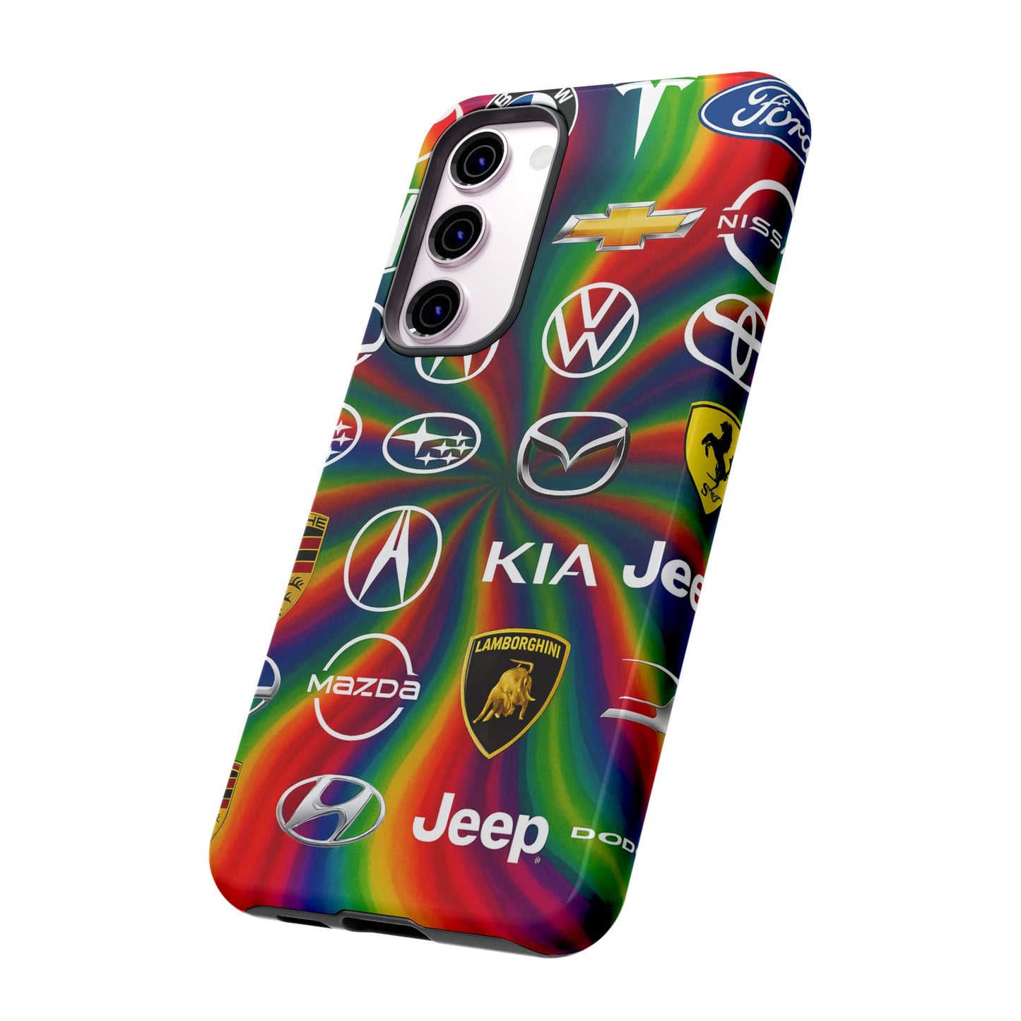 Colorful Car Logos Phone Case - Vibrant Tough Cases for Auto Enthusiasts, Unique Gift for Birthdays, Car Events, and Holidays