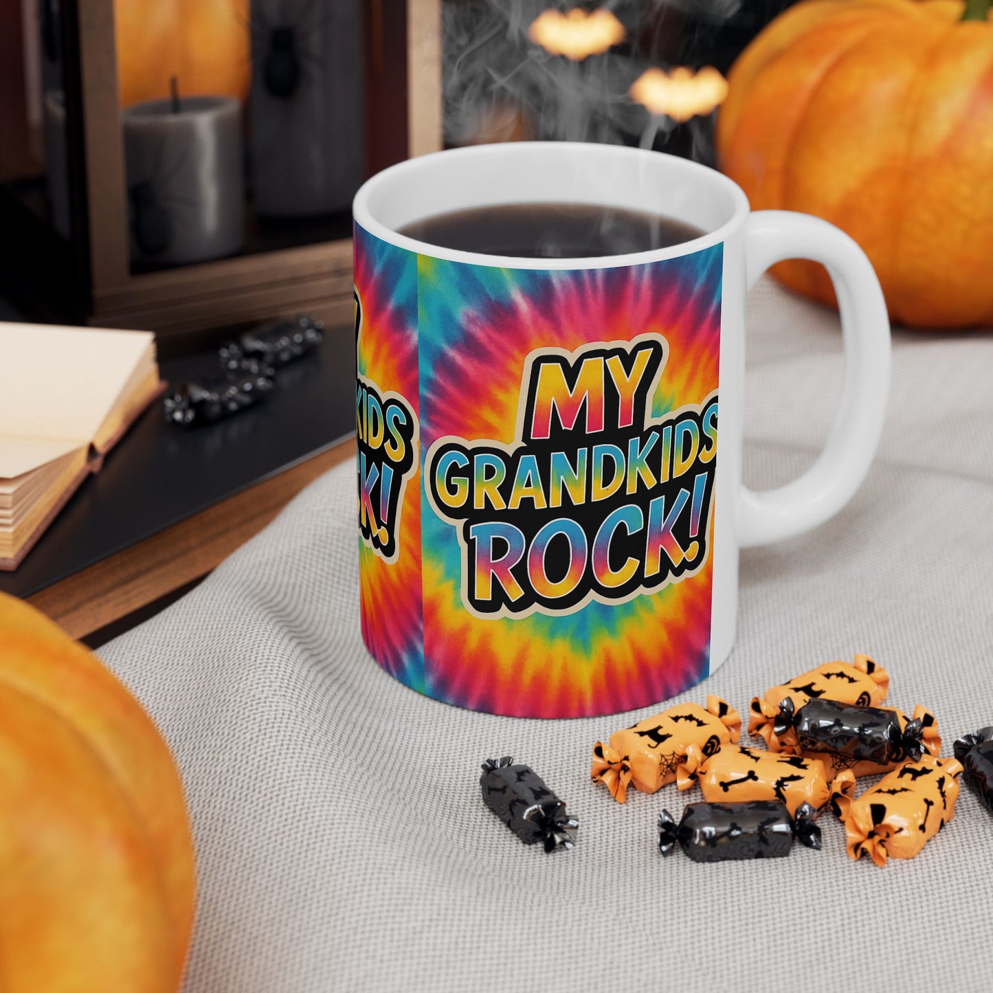 Colorful Grandkids Rock Ceramic Mug - Perfect Gift for Grandparents, Family Gatherings, Birthdays, Mother's Day, Fun Vibes