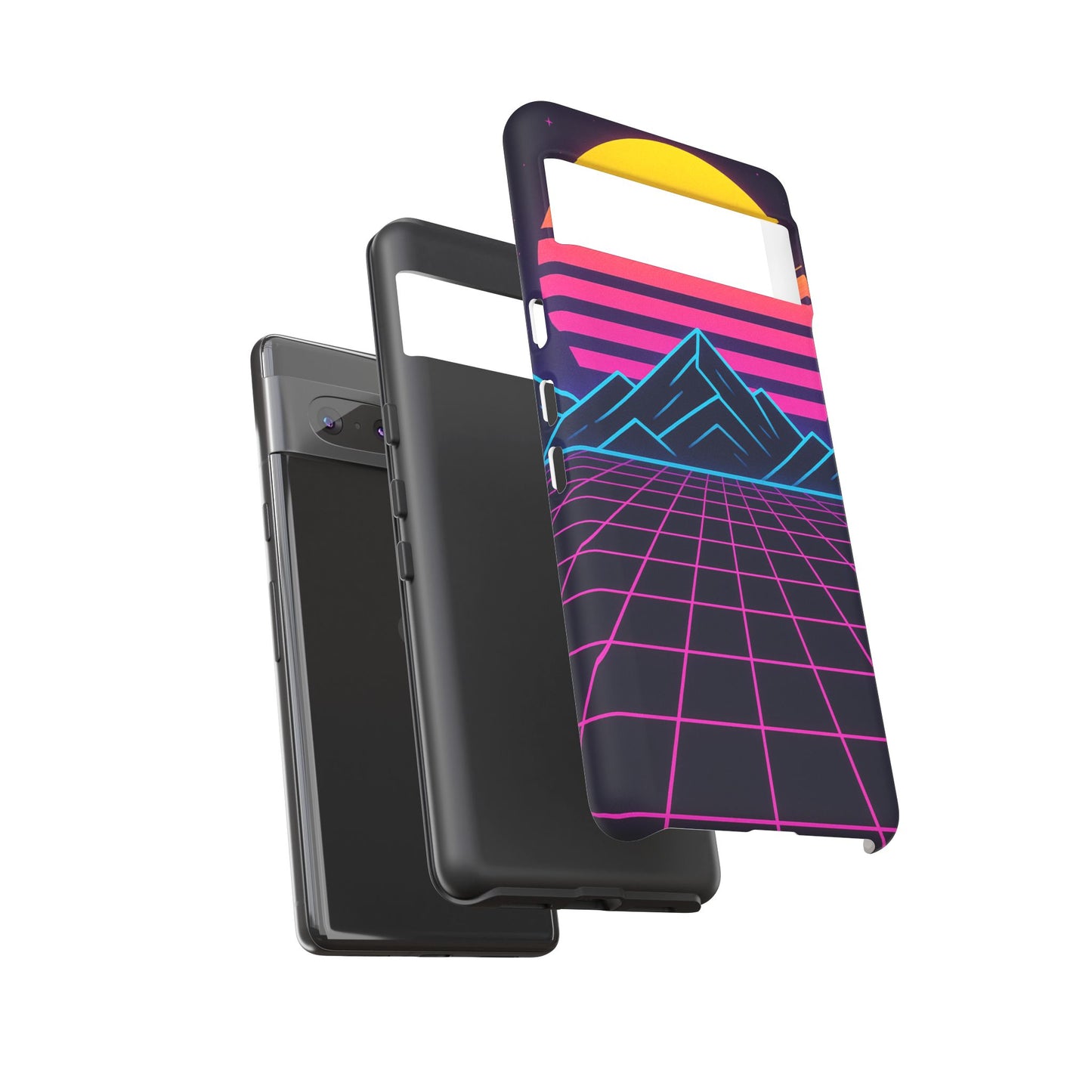 Retro Sunset Phone Case, Vintage Neon Case, 80s Aesthetic Cover, Gift for Tech Lovers, Unique Phone Accessories