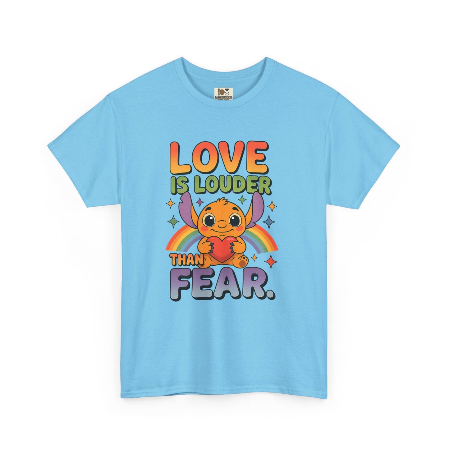 Love is Louder Unisex Heavy Cotton Tee, Positive Vibes Shirt, Pride Apparel, Gift for Friends, Fearless Fashion, Rainbow Graphic Tee