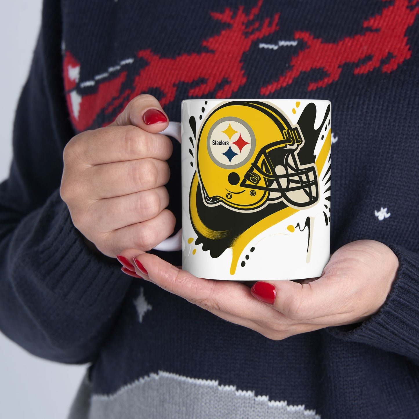 Steelers Football Ceramic Mug, 11oz or 15oz, Gift for Fans, Game Day Coffee Cup, Sports Decor