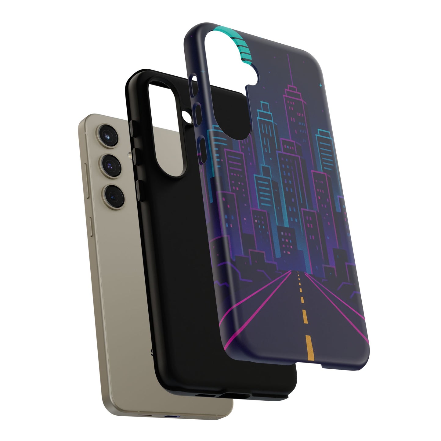 Cityscape Phone Case, Tough Cases, Urban Style, Nighttime Vibe, Phone Cover, Gift for City Lovers, Modern Design