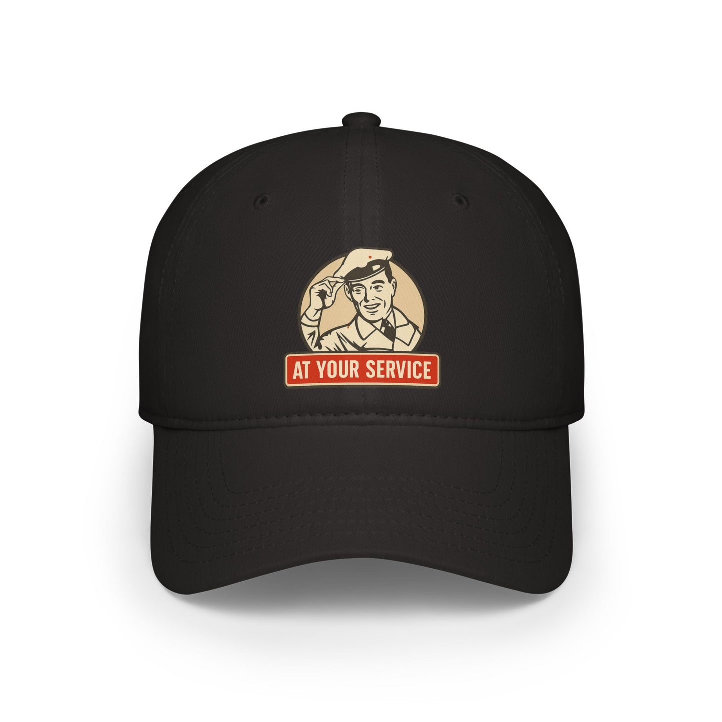 Vintage-Style Low Profile Baseball Cap | Inspiring 'At Your Service' Design, Casual Hat, Gift for Him, Outdoors, Everyday Wear