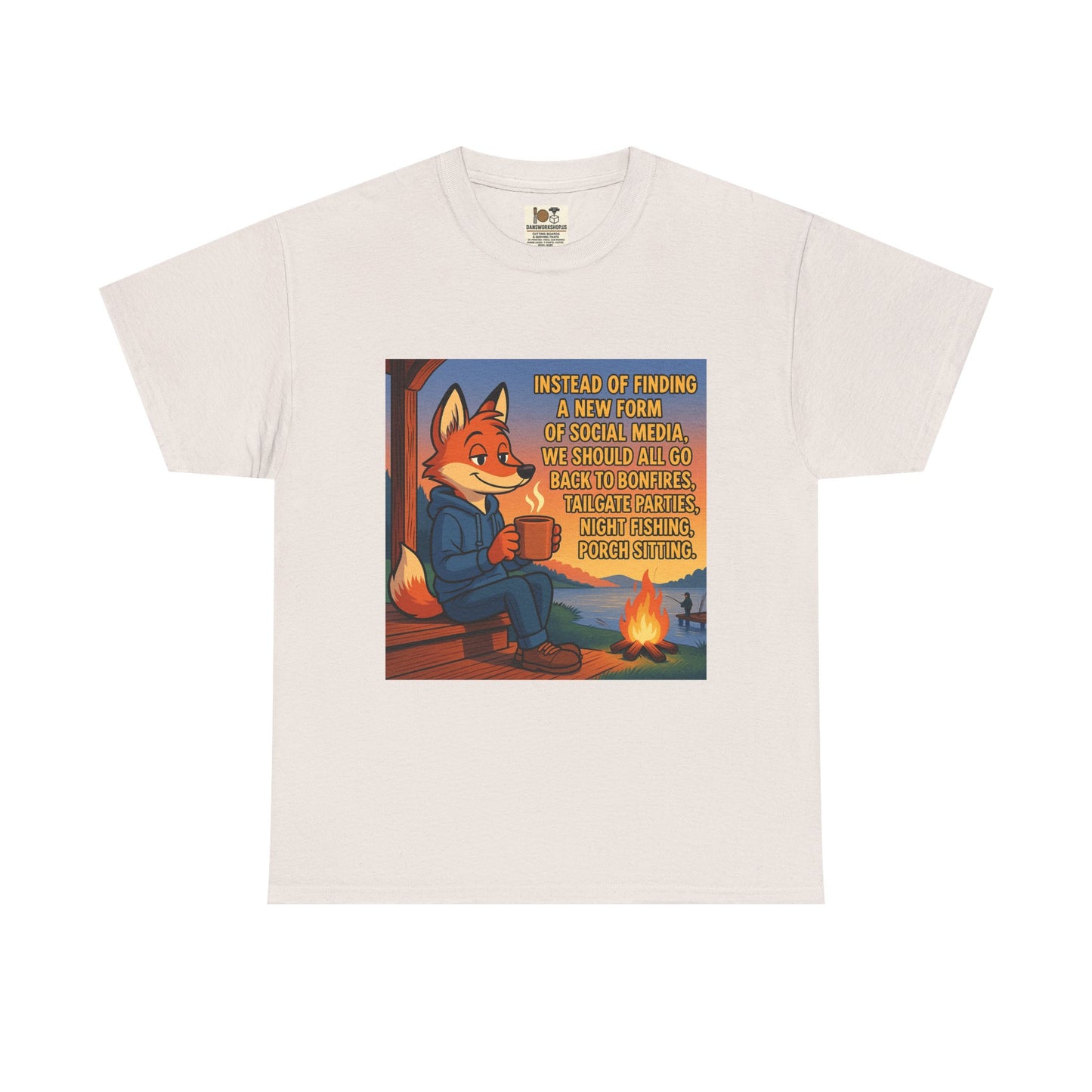 Cozy Campfire Fox Tee, Relaxing T-Shirt for Nature Lovers, Outdoor Adventure Shirt, Fox Lover Gift, Casual Cozy Wear