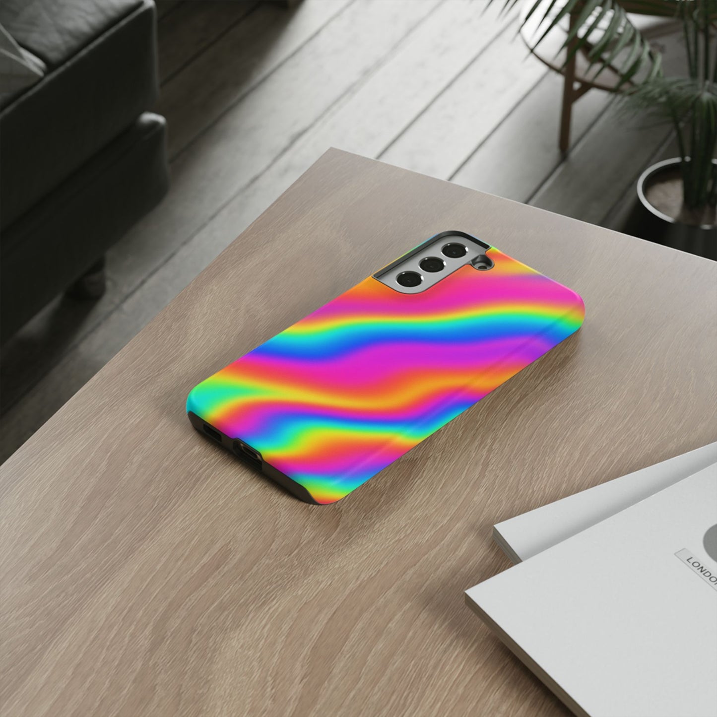 Rainbow Wavy Phone Case - Colorful Tough Cases for Stylish Protection, LGBTQ+ Pride Gift, Trendy Phone Accessory, Birthday, Holiday Present