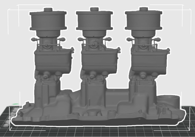 PRINTED IN GRAY ONLY, INTAKE MANIFOLD WITH ROUND AIR CLEANERS for pedal cars