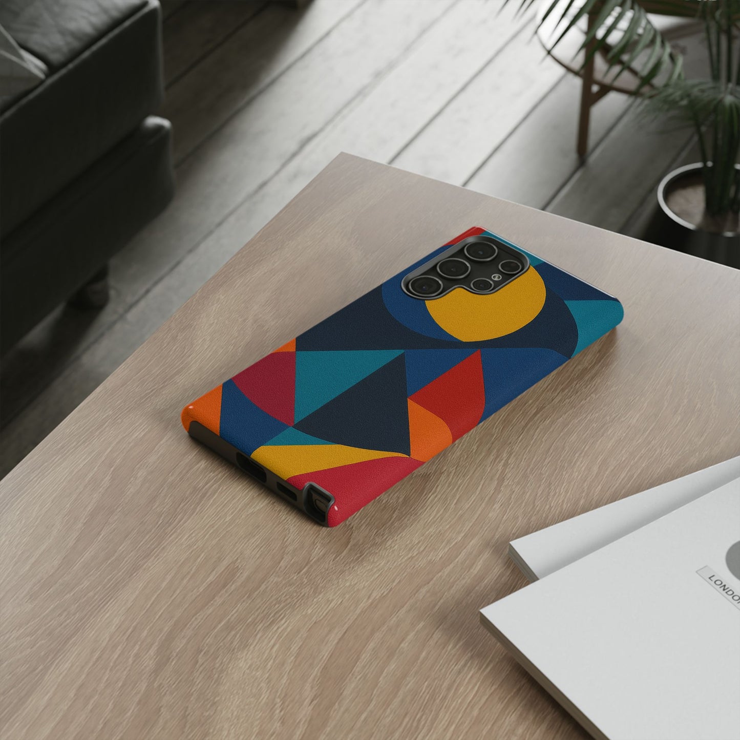 Vibrant Phone Case, Colorful Phone Cover, Geometric Design, Artistic Gift, Trendy Accessory, Vibrant Colors, Unique Design