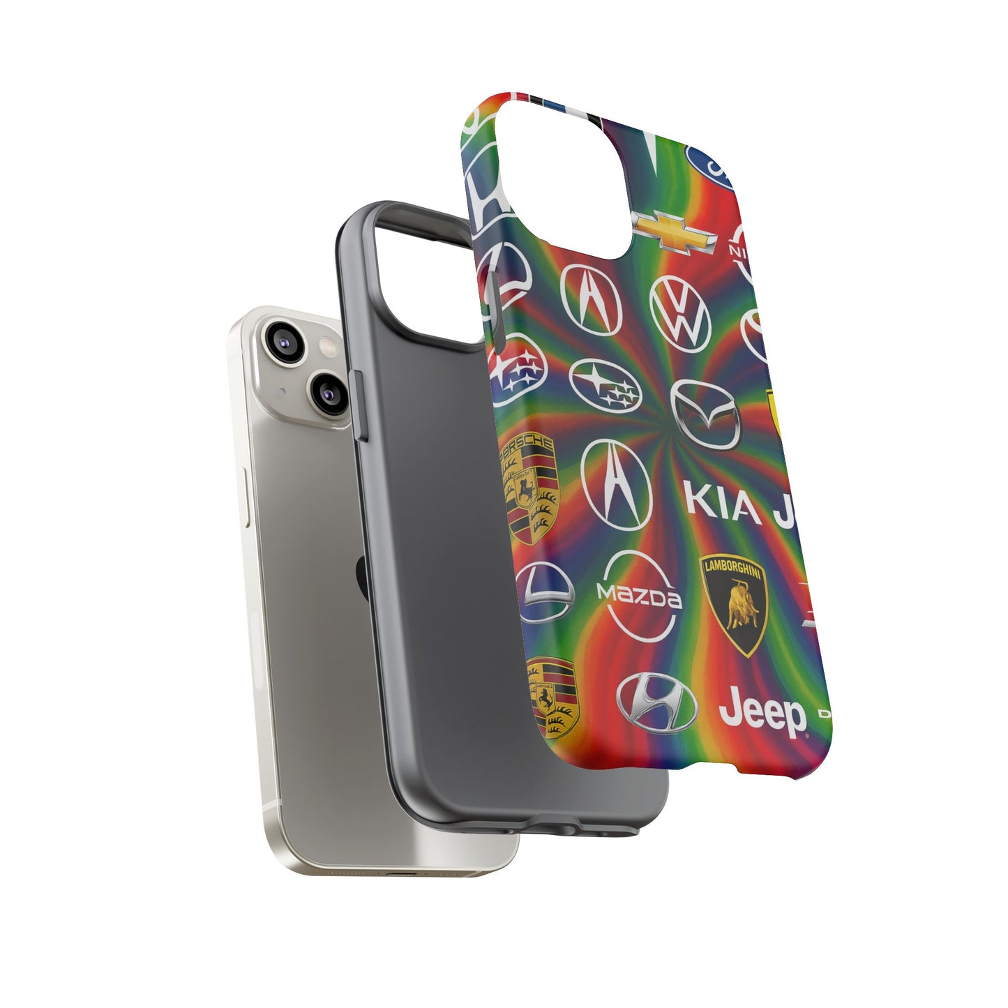 Colorful Car Logos Phone Case - Vibrant Tough Cases for Auto Enthusiasts, Unique Gift for Birthdays, Car Events, and Holidays