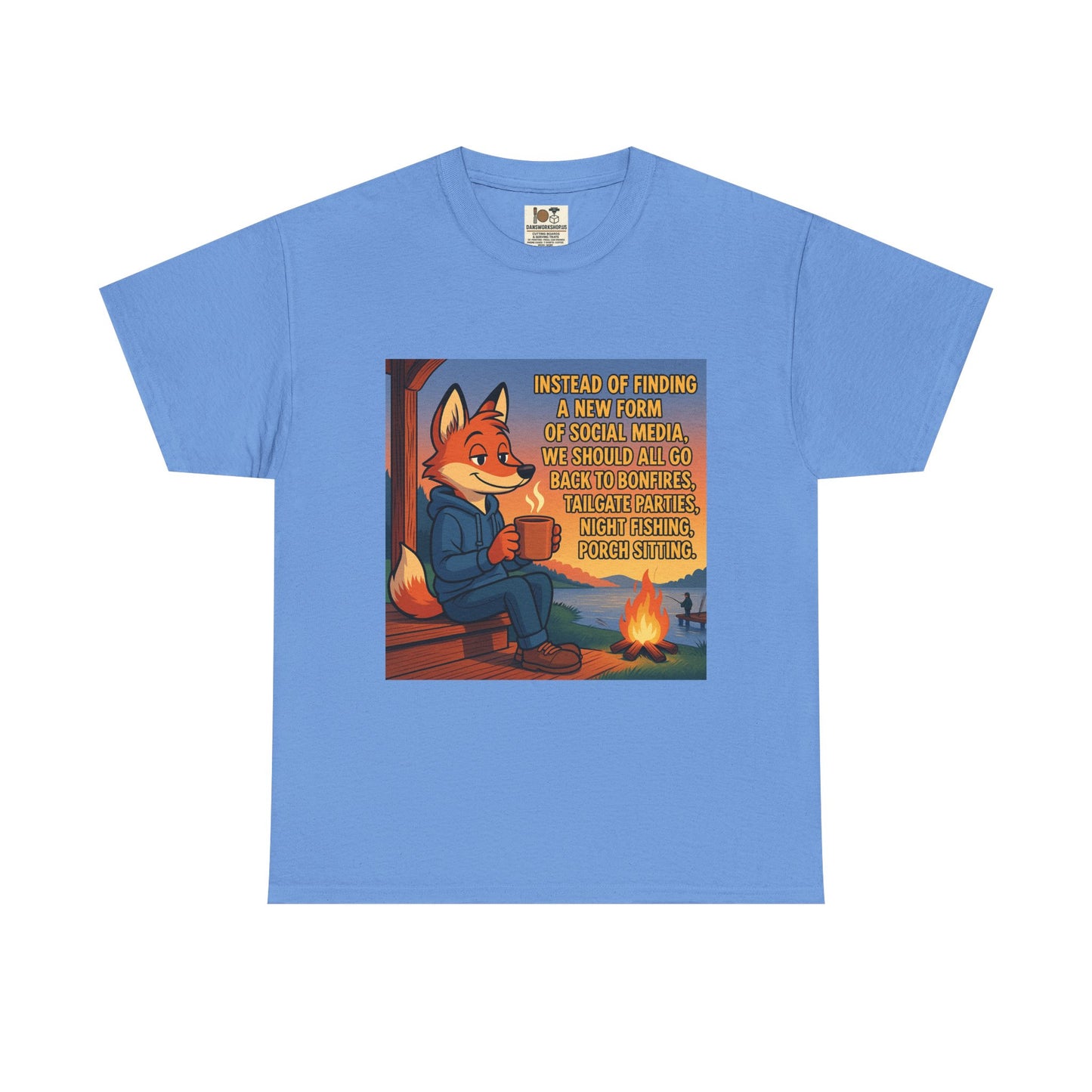 Cozy Campfire Fox Tee, Relaxing T-Shirt for Nature Lovers, Outdoor Adventure Shirt, Fox Lover Gift, Casual Cozy Wear