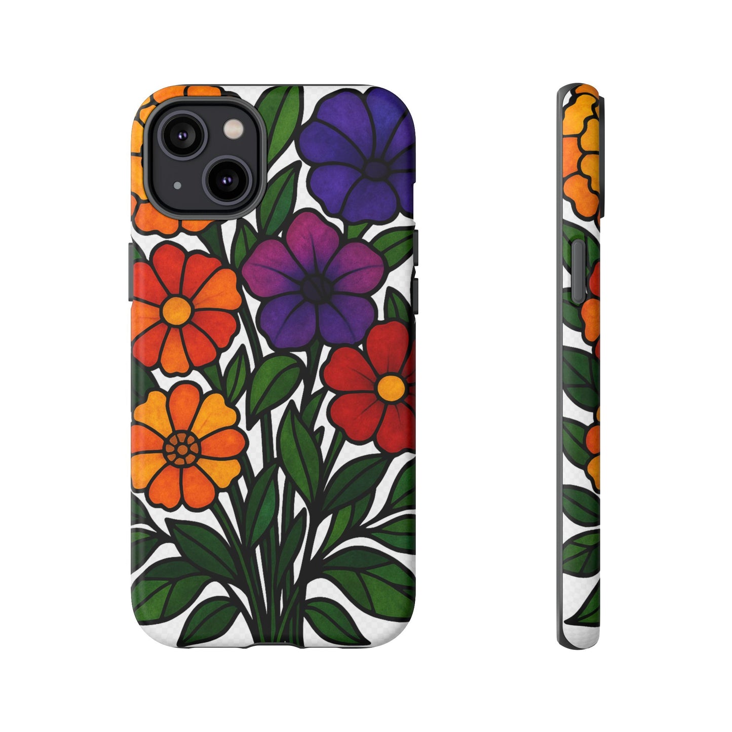 Floral Phone Case, Tough Cases with Colorful Flower Design, Gift for Flower Lovers, Summer Accessories, Trendy Phone Cover
