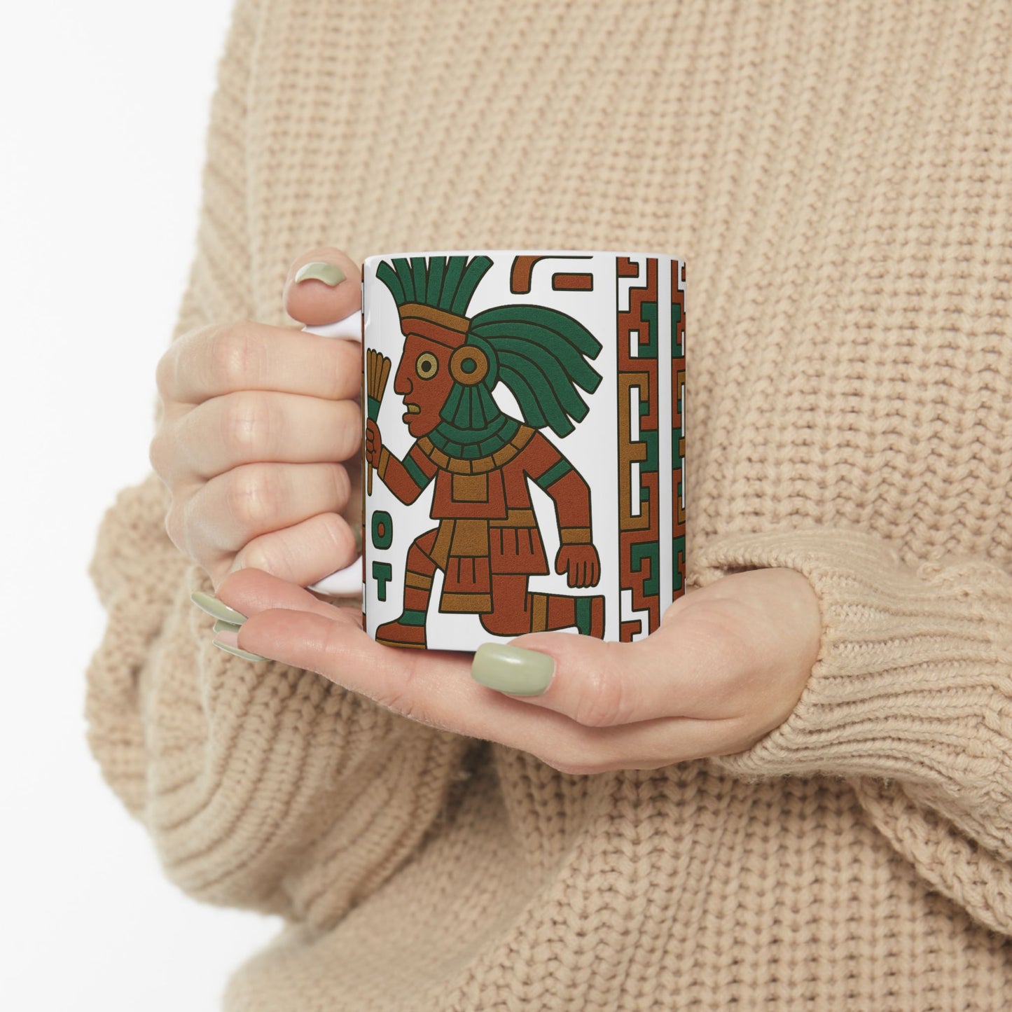 Ceramic Mug with Aztec Design, Coffee Lover's Gift, Unique Kitchenware, Boho Home Decor, Ethnic Art Mug, aztec