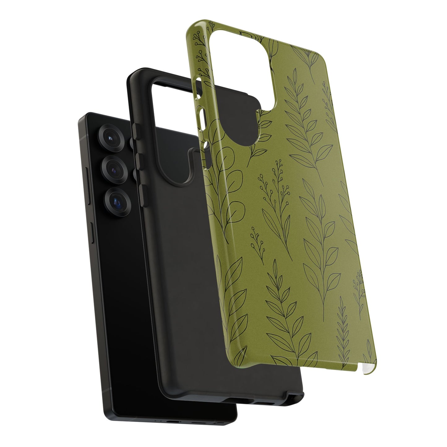 Stylish Phone Case, Botanical Design, Tough Phone Cover, Green Floral Case, Nature Inspired Gift, Eco-Friendly Accessory