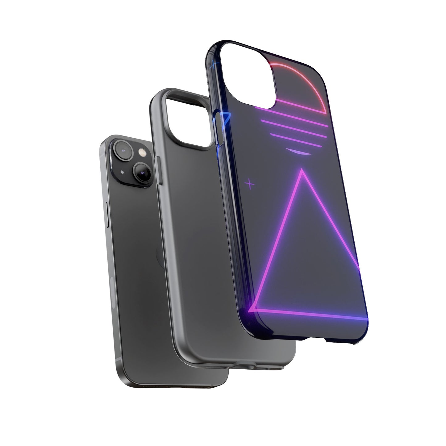 Retro Neon Phone Case, Tough Cases for iPhone, 80s Aesthetic Phone Cover, Abstract Neon Design, Gift for Tech Lovers