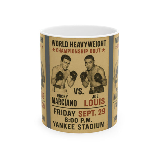 Vintage Boxing Mug, Retro Gift for Sports Lovers, World Championship Memorabilia, Joe Louis Rocky Marciano Fanware, Great for [...]