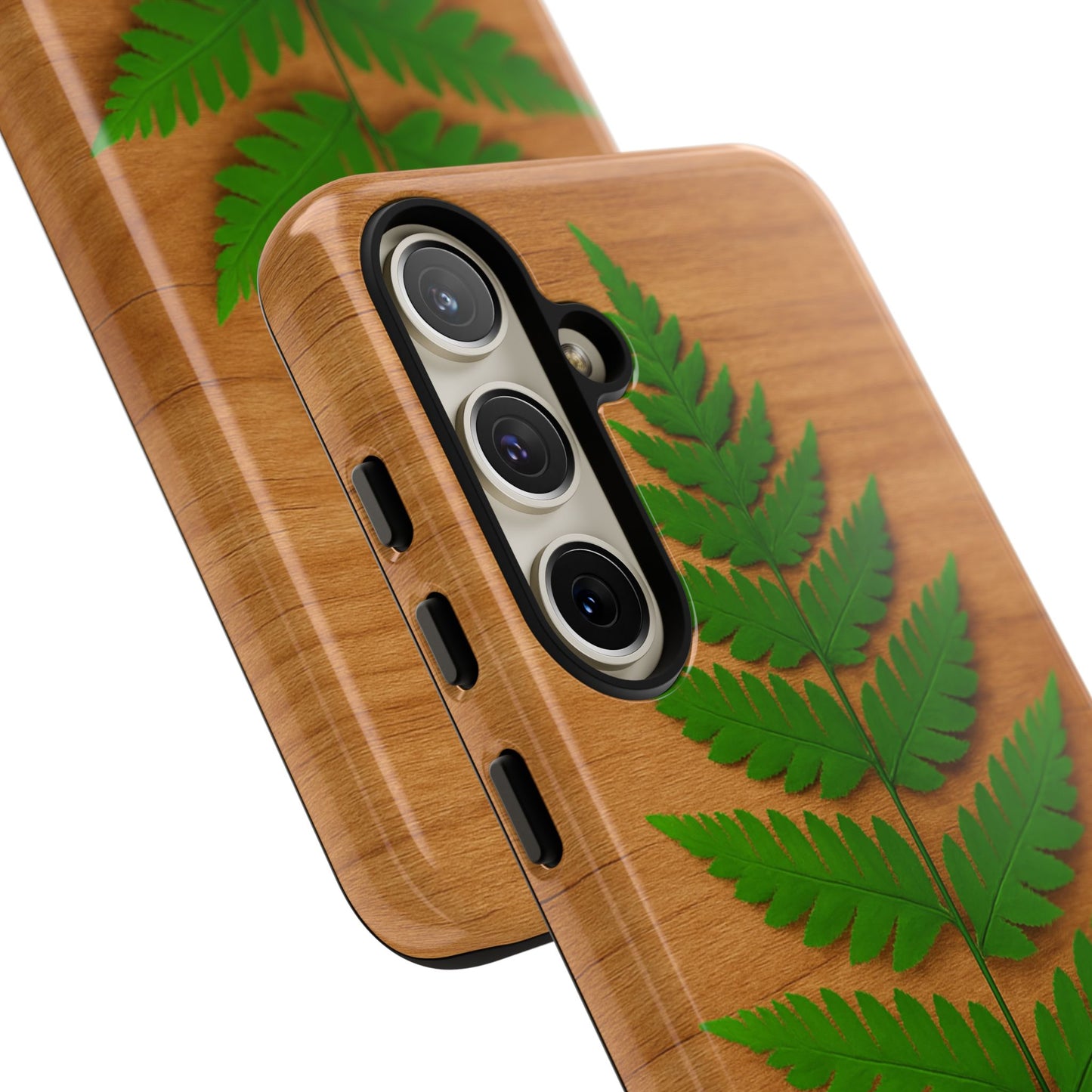 Wooden Fern Phone Case - Eco-Friendly Tough Cases for Nature Lovers, Unique Gift, Customizable Design, Nature-Themed Accessories