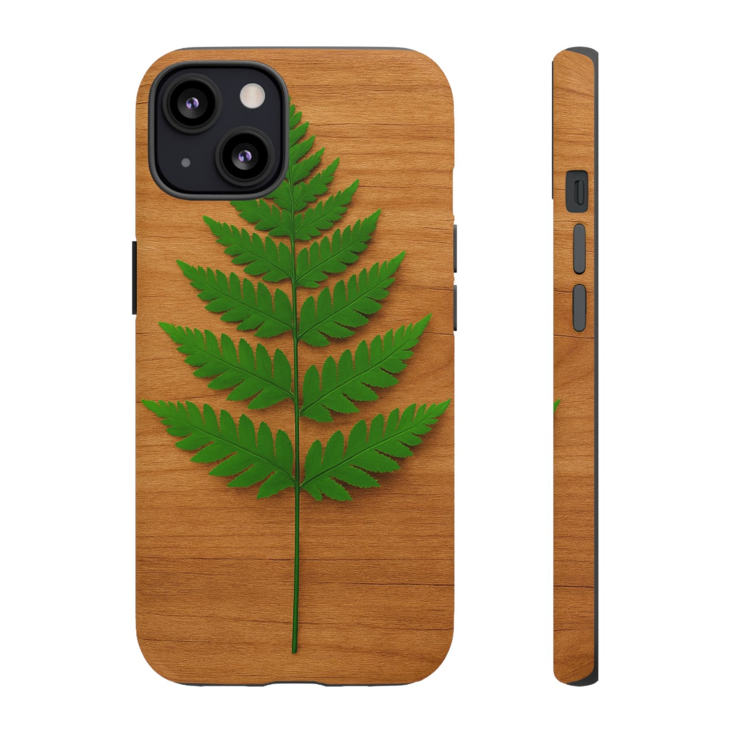 Wooden Fern Phone Case - Eco-Friendly Tough Cases for Nature Lovers, Unique Gift, Customizable Design, Nature-Themed Accessories