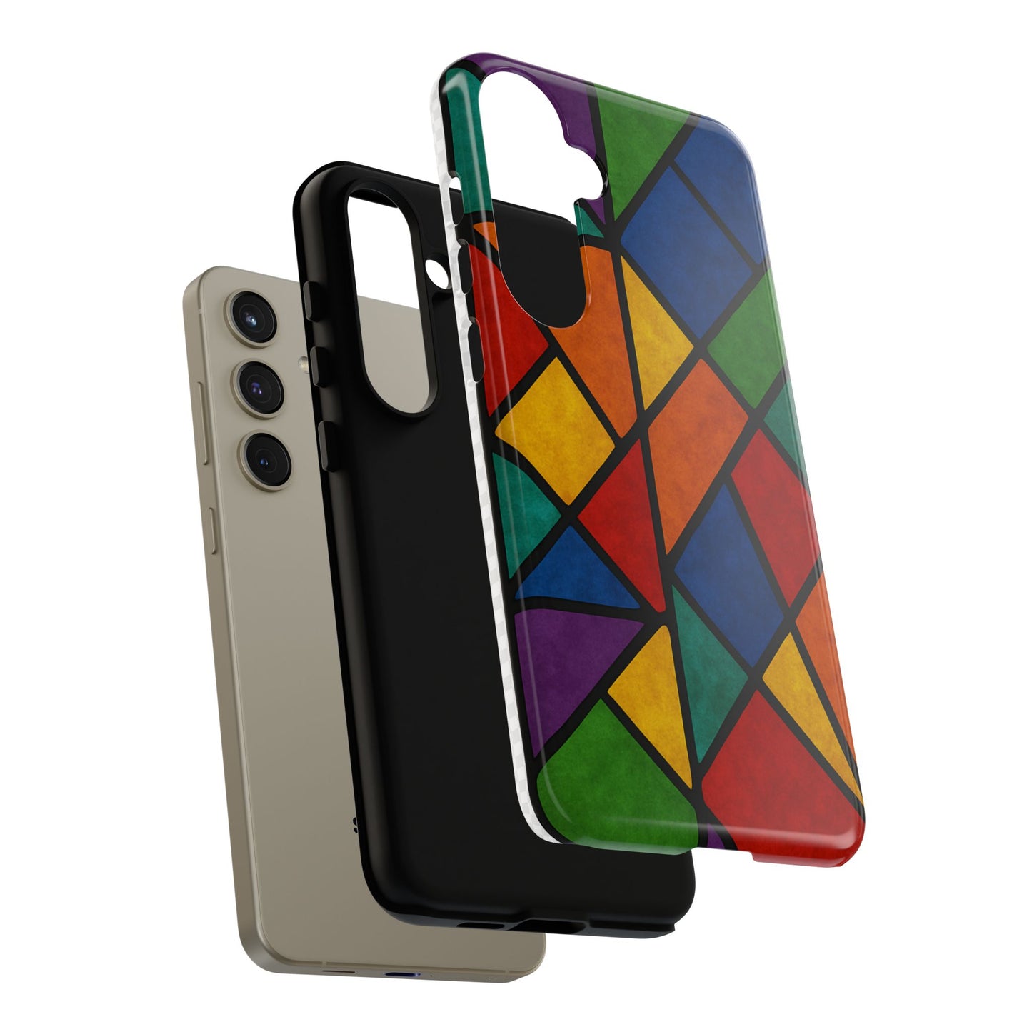 Colorful Phone Case, Stained Glass Pattern, Artistic Phone Cover, Unique Smartphone Protection, Vibrant Gift for All Occasions