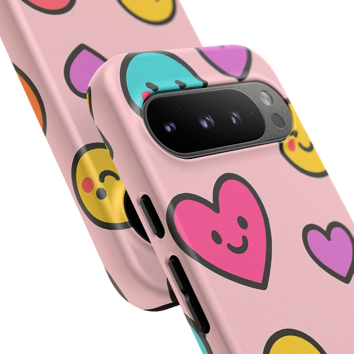 Cute Phone Case with Smiley Faces and Hearts, Fun Gift for Kids and Teens, Cellphone Protector, Birthday Present, Cute Accessories
