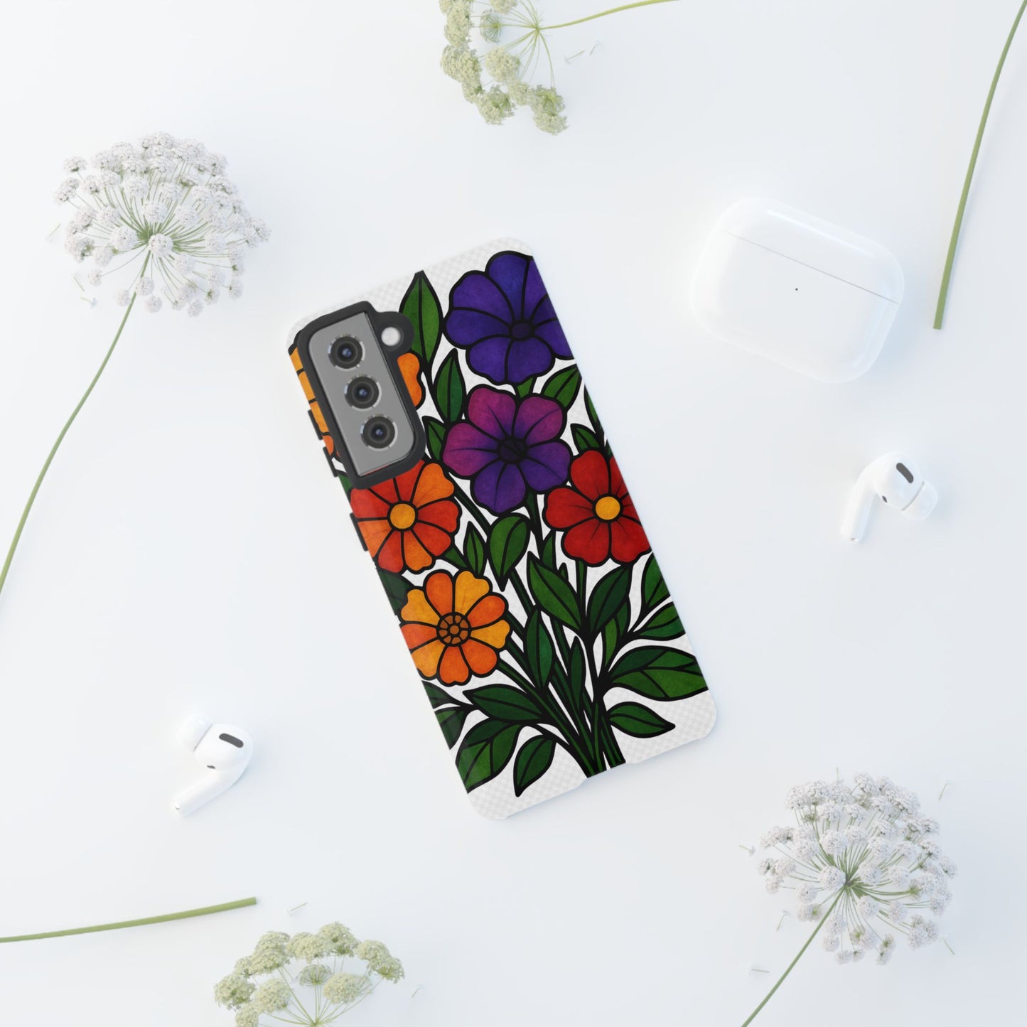Floral Phone Case, Tough Cases with Colorful Flower Design, Gift for Flower Lovers, Summer Accessories, Trendy Phone Cover