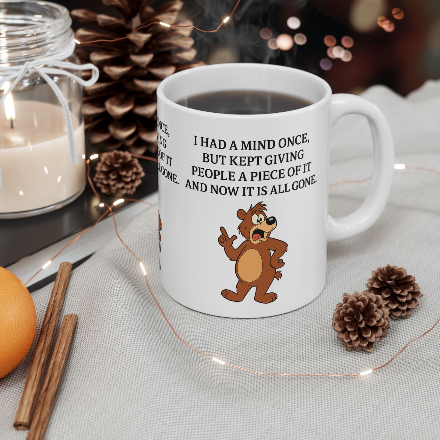 Funny Animal Ceramic Mug, Gift for Bear Lovers, Coffee Cup, Humor Mug, Office Decor, Birthday Gift