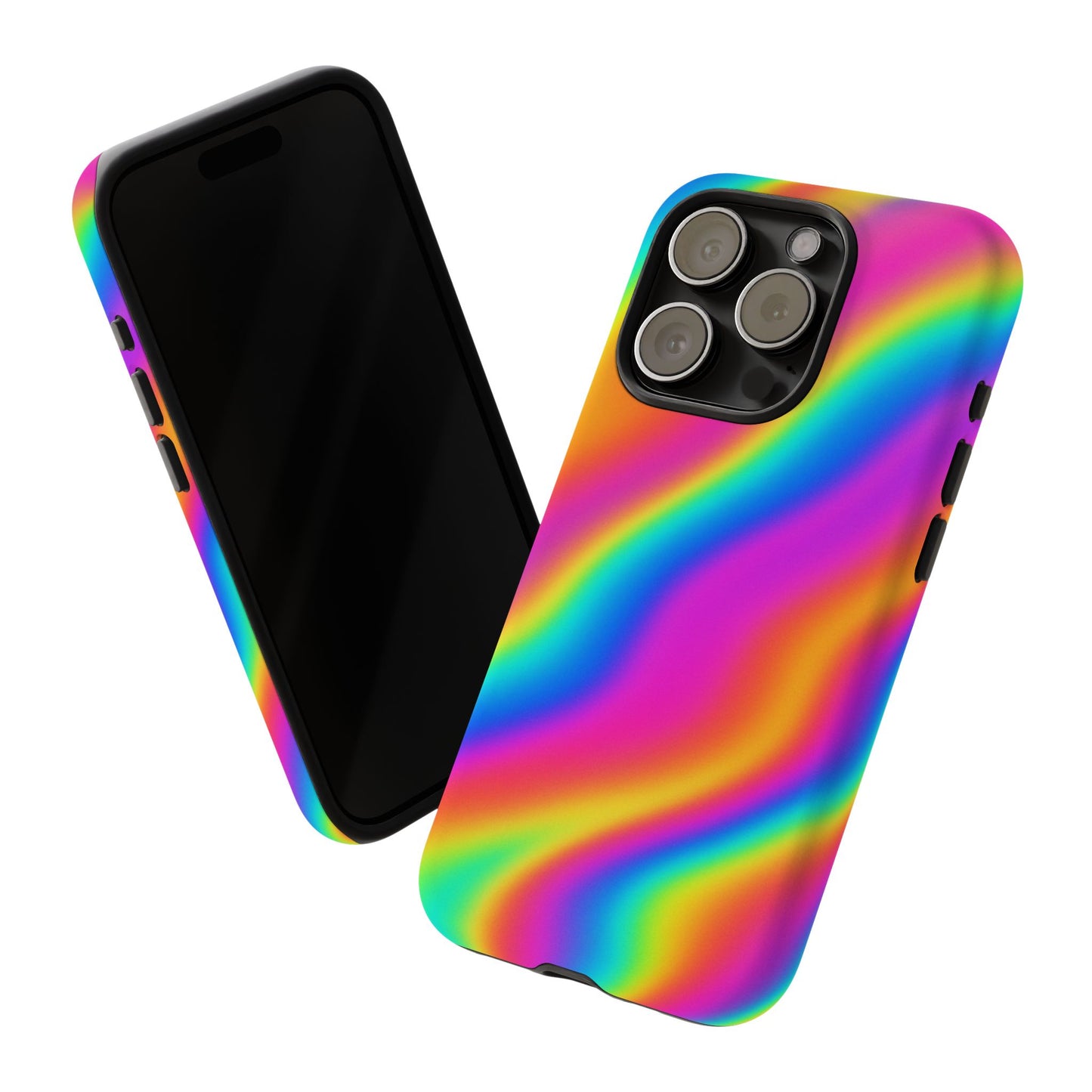Rainbow Wavy Phone Case - Colorful Tough Cases for Stylish Protection, LGBTQ+ Pride Gift, Trendy Phone Accessory, Birthday, Holiday Present