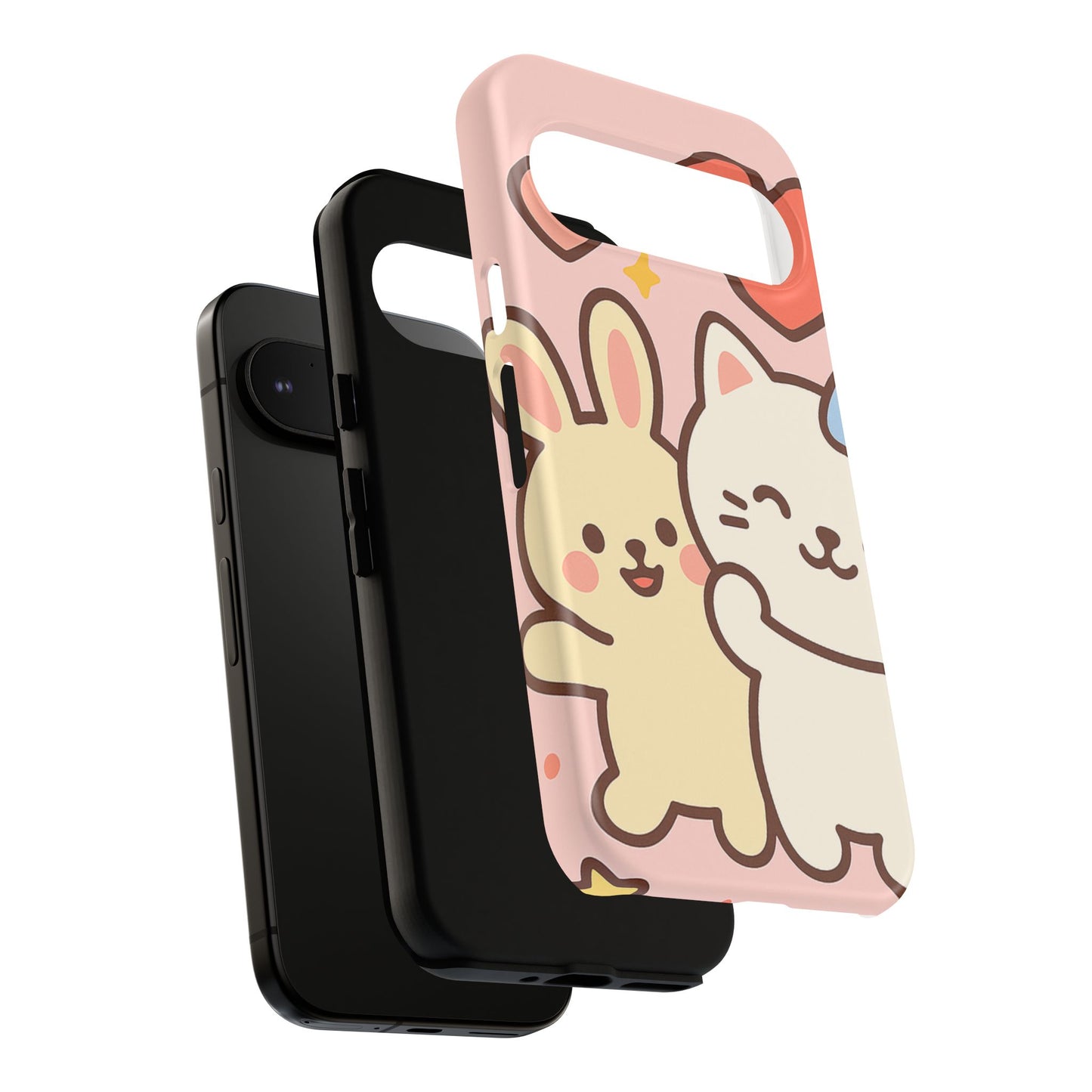 Cute Animal Phone Case -Tough Cases with Bunny and Cat Design, Kawaii Gift for Kids, Birthday, Everyday Use, Phone Accessories, teenage girl
