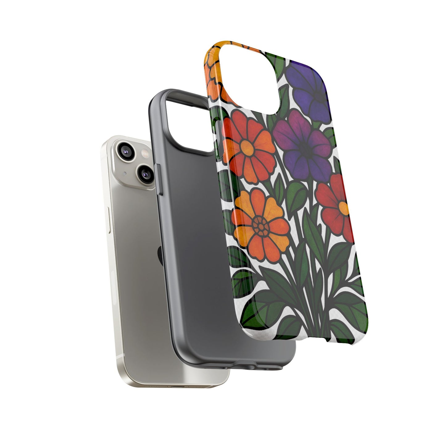 Floral Phone Case, Tough Cases with Colorful Flower Design, Gift for Flower Lovers, Summer Accessories, Trendy Phone Cover