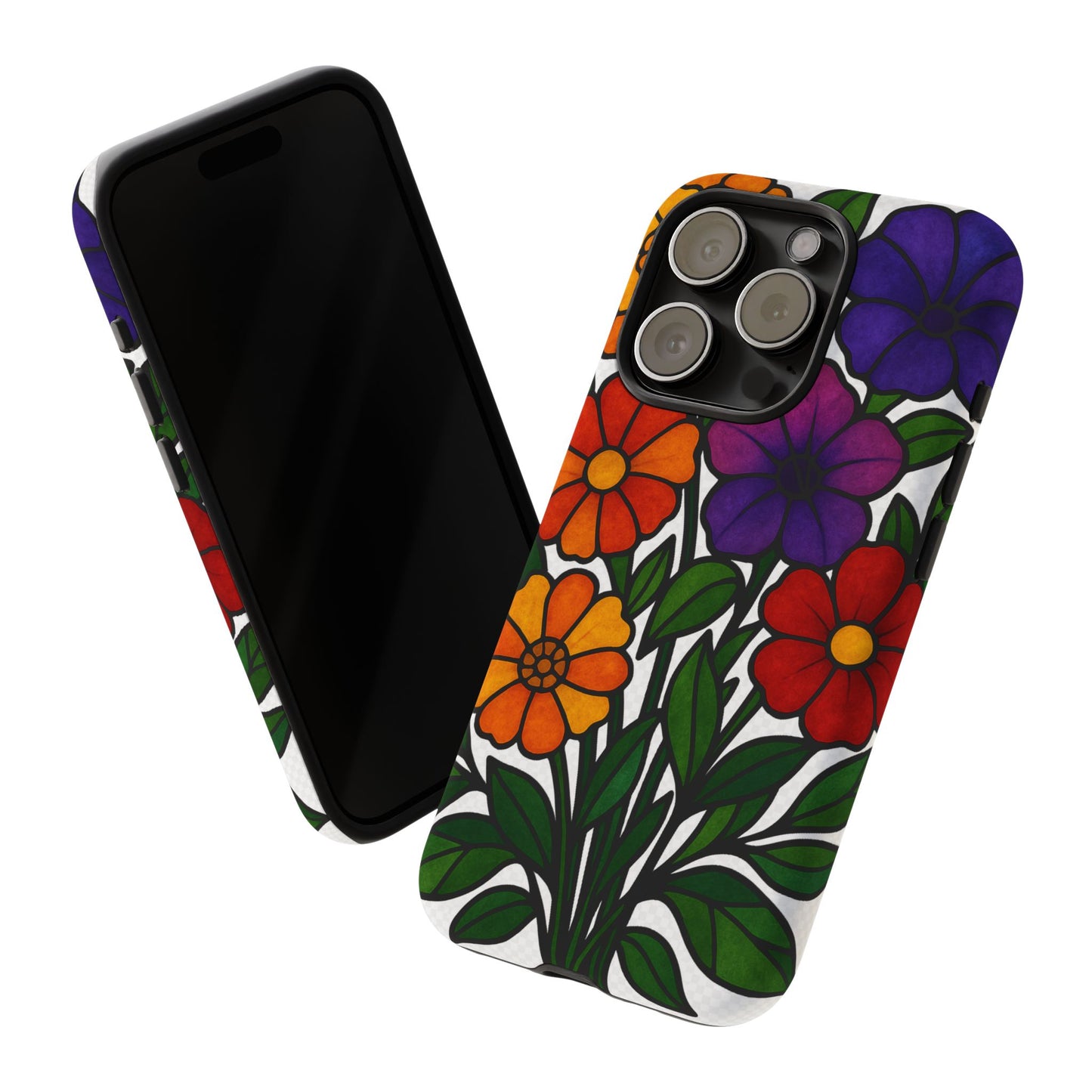 Floral Phone Case, Tough Cases with Colorful Flower Design, Gift for Flower Lovers, Summer Accessories, Trendy Phone Cover
