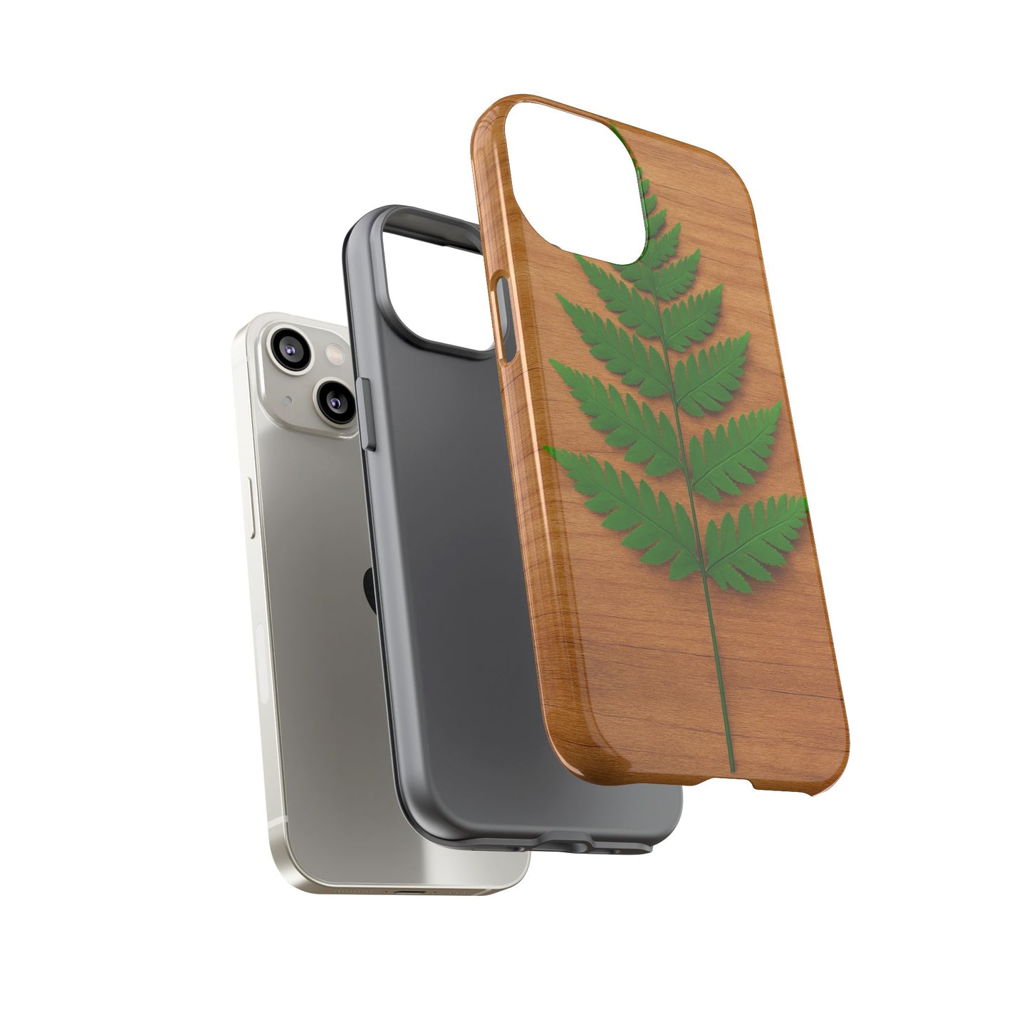 Wooden Fern Phone Case - Eco-Friendly Tough Cases for Nature Lovers, Unique Gift, Customizable Design, Nature-Themed Accessories