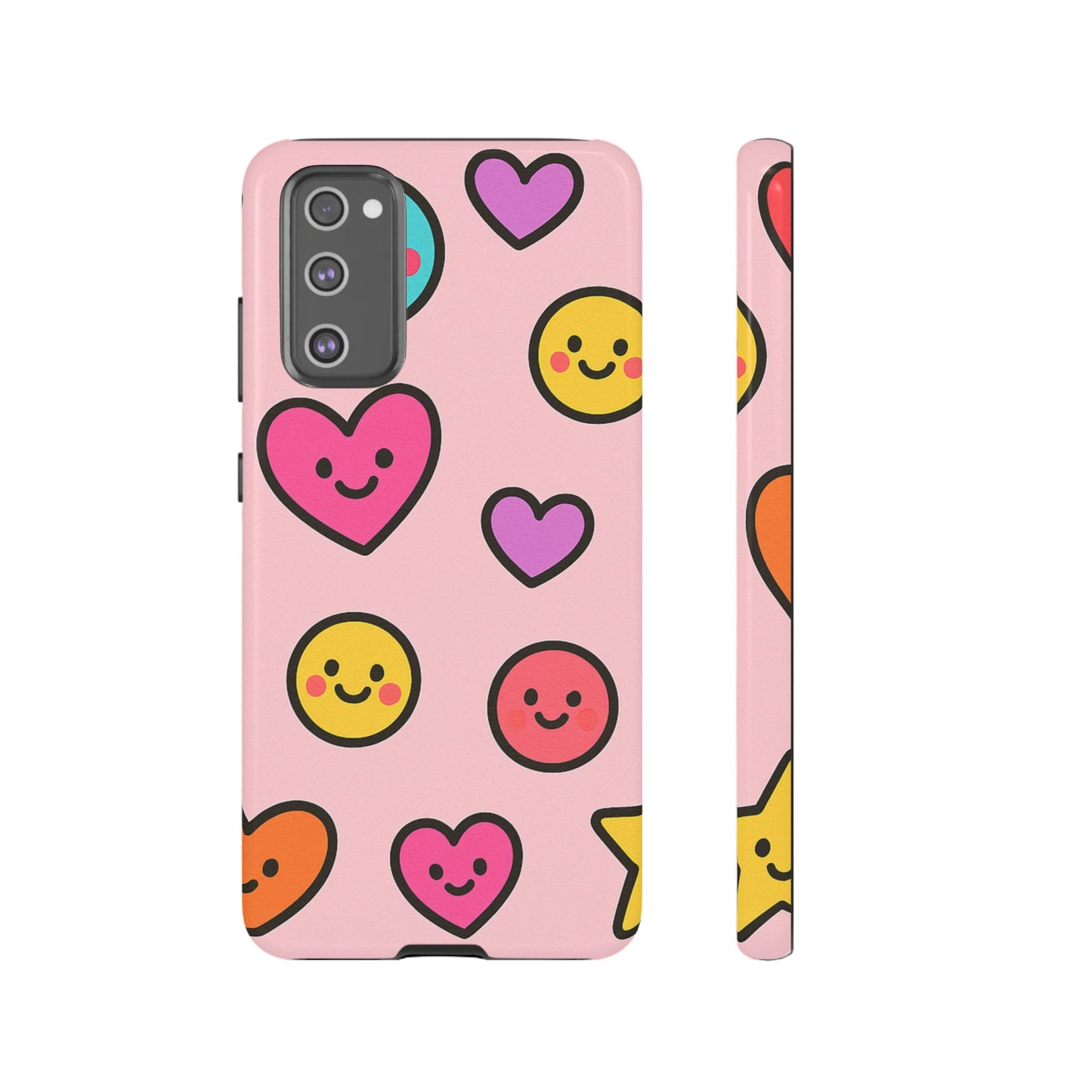 Cute Phone Case with Smiley Faces and Hearts, Fun Gift for Kids and Teens, Cellphone Protector, Birthday Present, Cute Accessories