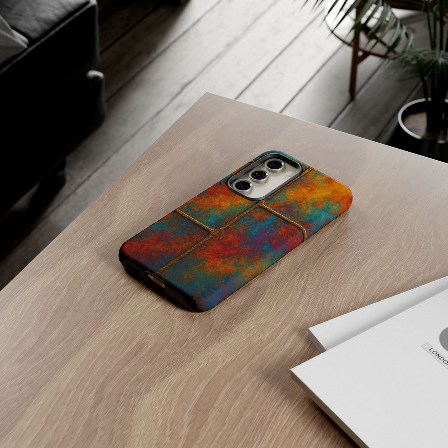 Colorful Textured Phone Case, Vibrant iPhone Cover, Tough Protective Shell, Unique Mobile Accessory, Artisan Phone Protection