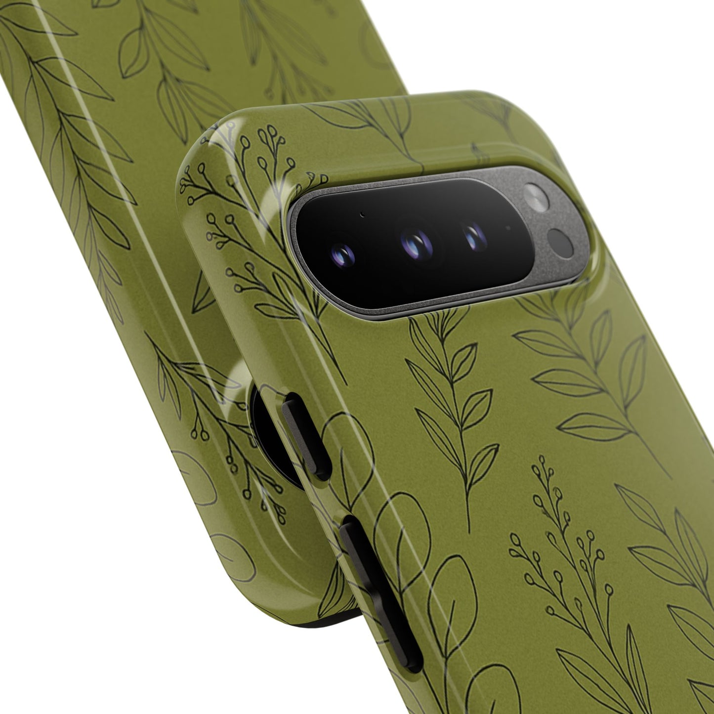 Stylish Phone Case, Botanical Design, Tough Phone Cover, Green Floral Case, Nature Inspired Gift, Eco-Friendly Accessory