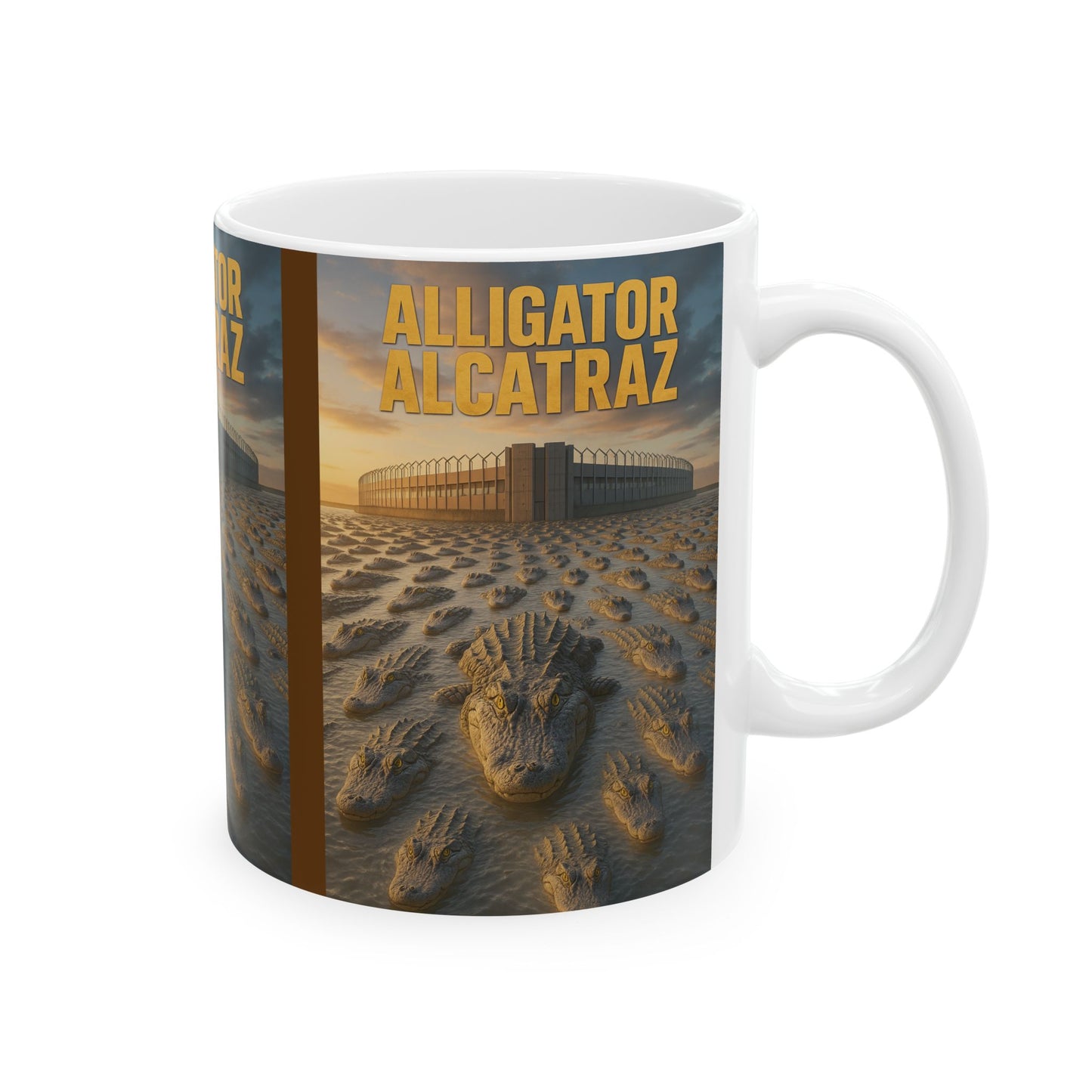 Alligator Alcatraz Ceramic Mug | Unique Gift for Nature Lovers, Home Decor, Coffee Tea Mug, Wildlife Enthusiast, Animal Lover