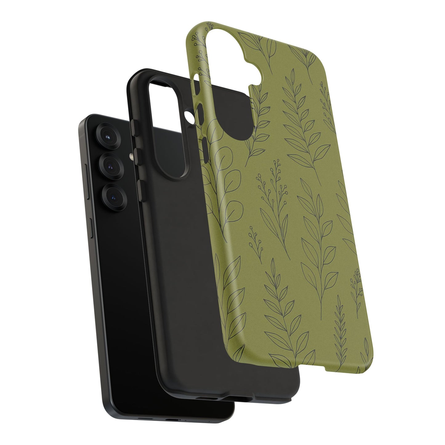Stylish Phone Case, Botanical Design, Tough Phone Cover, Green Floral Case, Nature Inspired Gift, Eco-Friendly Accessory